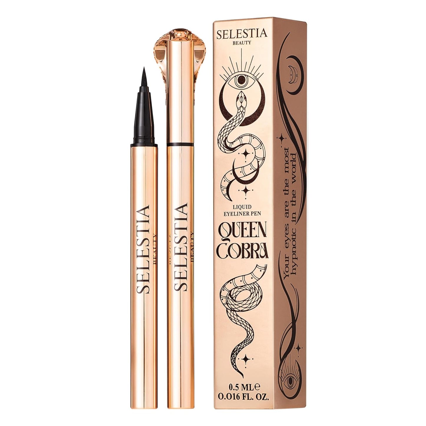 Black Liquid Eyeliner Pencil Queen Cobra – Long-Lasting – Quick-Drying, No Flaking – Thin Applicator & Intense Color – 0.016 fl.oz