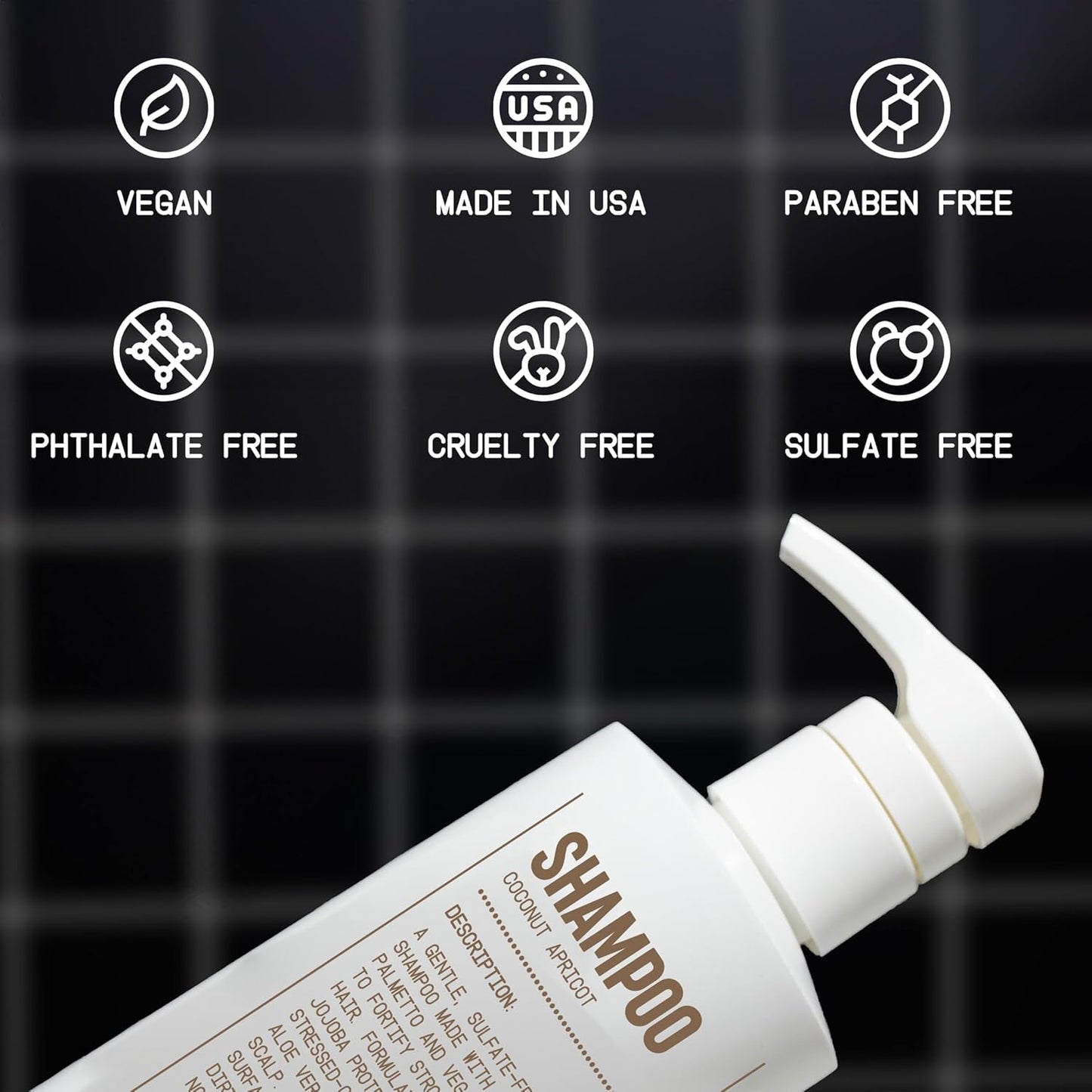 Blu Atlas Men's Natural Shampoo – Organic, Sulfate-Free, Paraben-Free – Deep Cleansing & Hydrating – Coconut Apricot Scent – Made in America – 16 oz