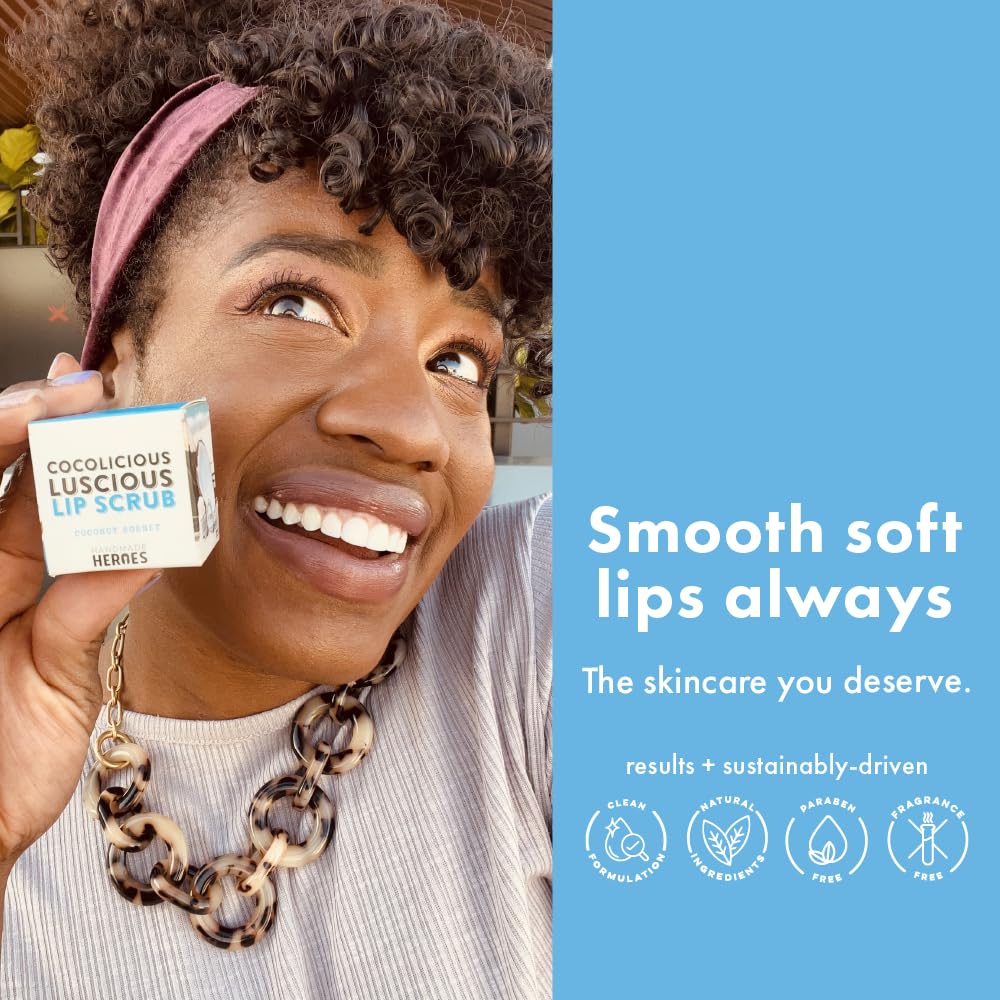 Handmade Heroes 100% Natural Lip Scrub, Vegan Conditioning Coconut Exfoliator - Gentle Exfoliant, Sugar Polish and Scrubber for Chapped Dry Lips, 1oz (Coconut Sorbet)