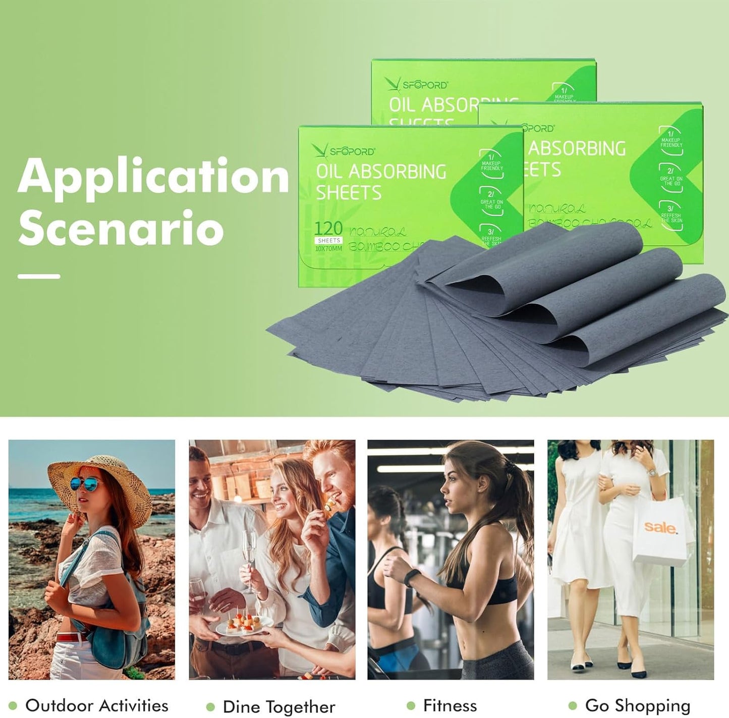 Oil Absorbing Sheets with Bamboo Charcoal - 6 Pack (720 sheets) Oil Blotting Sheets For Face, 20% More Makeup Friendly High-performance Handy Face Blotting Paper for Oily Skin