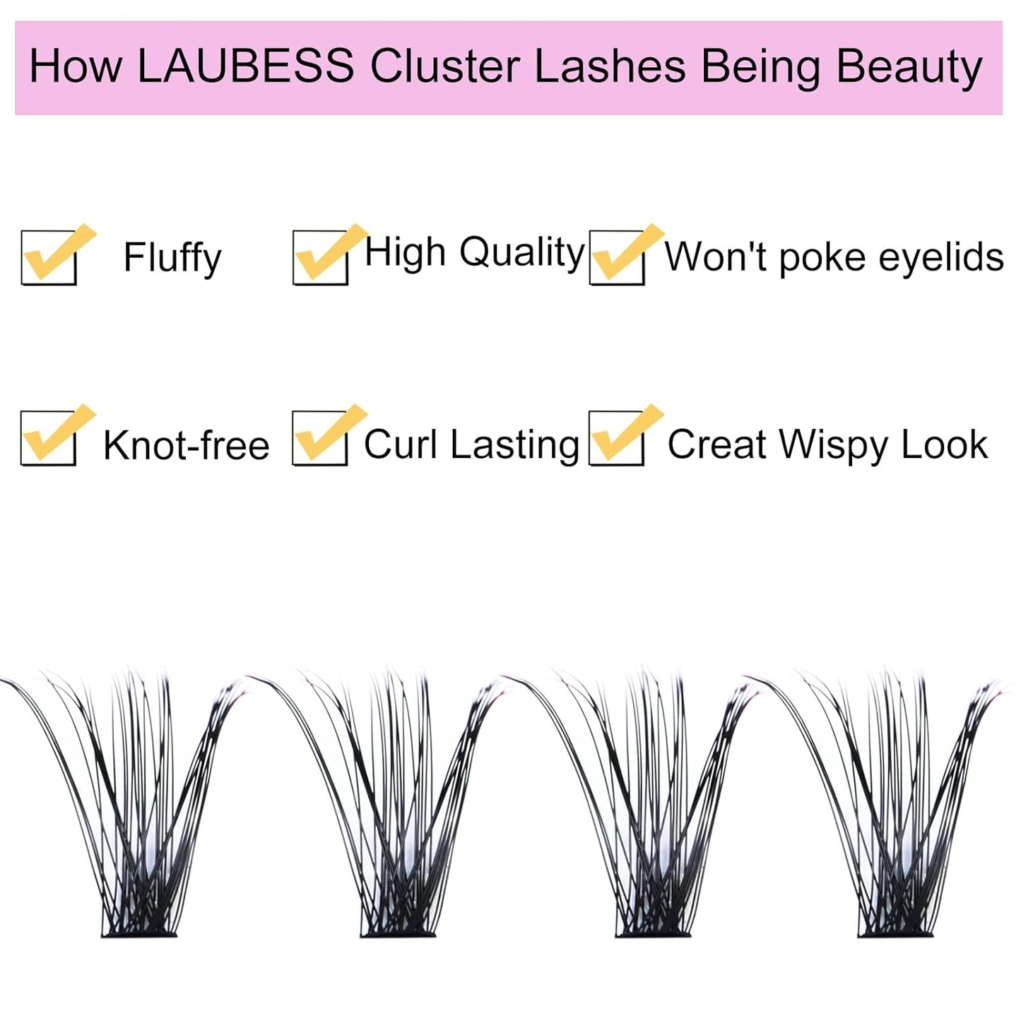 Eyelash Clusters LAUBESS Lash Clusters Individual Lashes Cluster Eyelash Extensions DIY at Home Waterproof Cluster Lashes (40D-D-15)