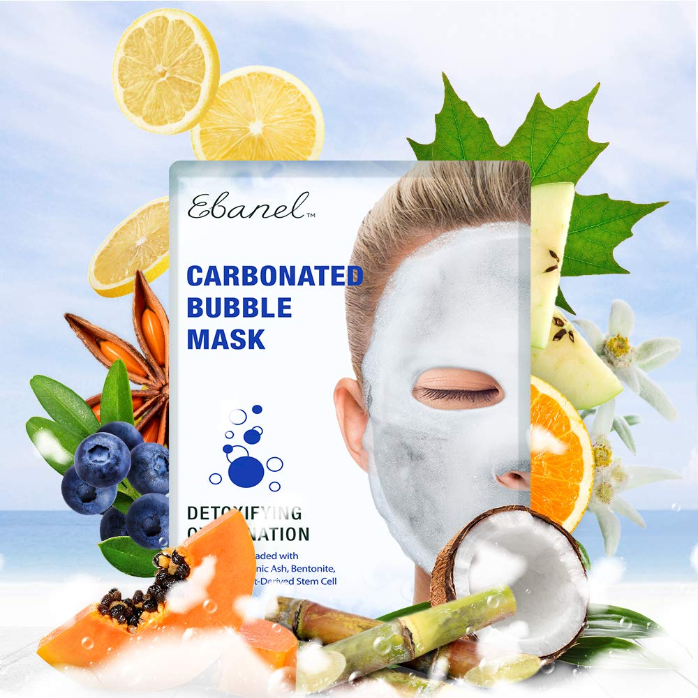 Ebanel 10 Pack Carbonated Bubble Clay Mask, Deep Cleansing Face Mask, Volcanic Ash and Bentonite Clay Masks with Collagen Peptides, Vitamin C, Hyaluronic Acid, Niacinamide