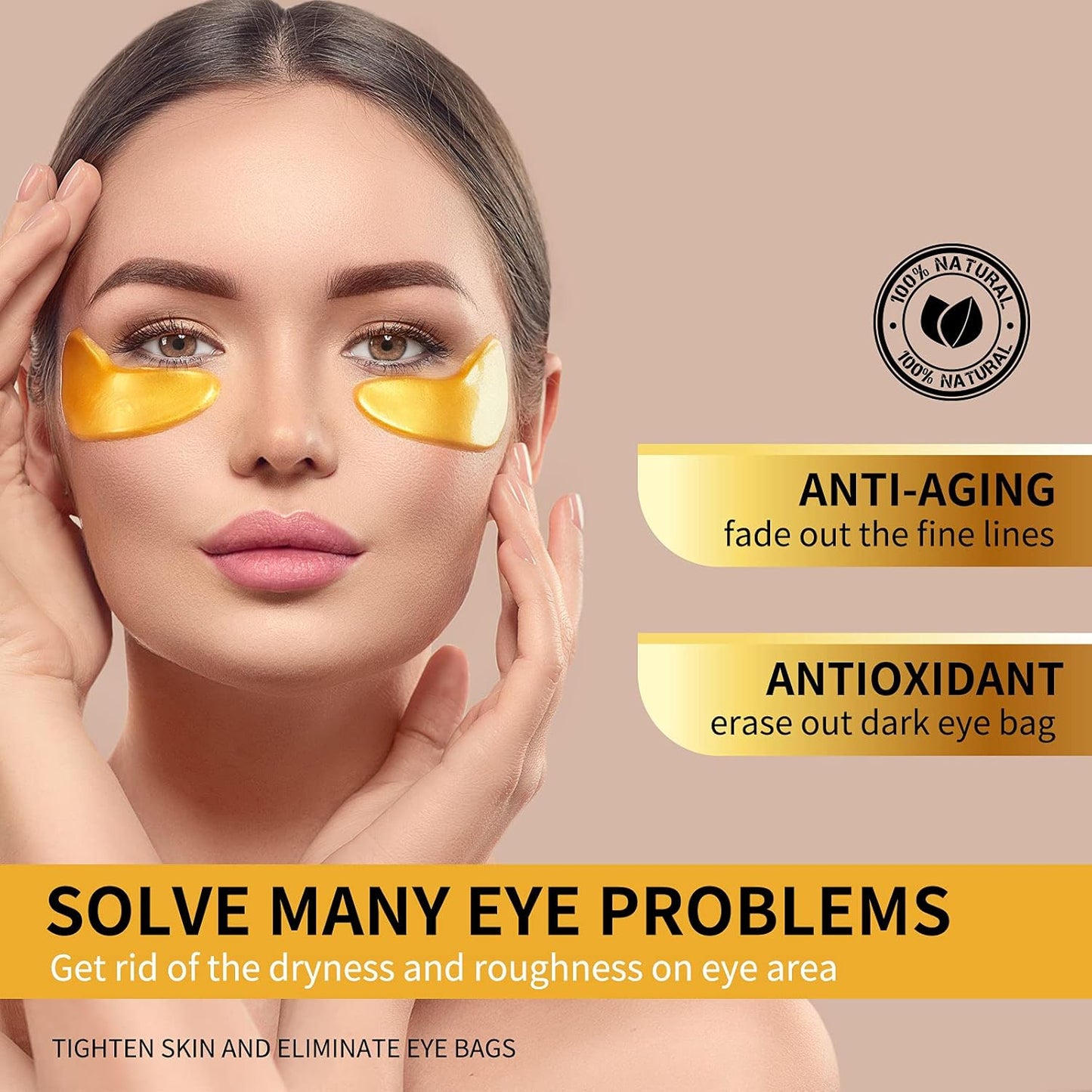 Under Eye Patches, 24K Gold Eye Mask - 36 Pairs, Collagen Eye Patch for Puffy Eyes and Dark Circles and Anti-Aging, Deep Moisturizing Eye Treatment Masks for Women and Men