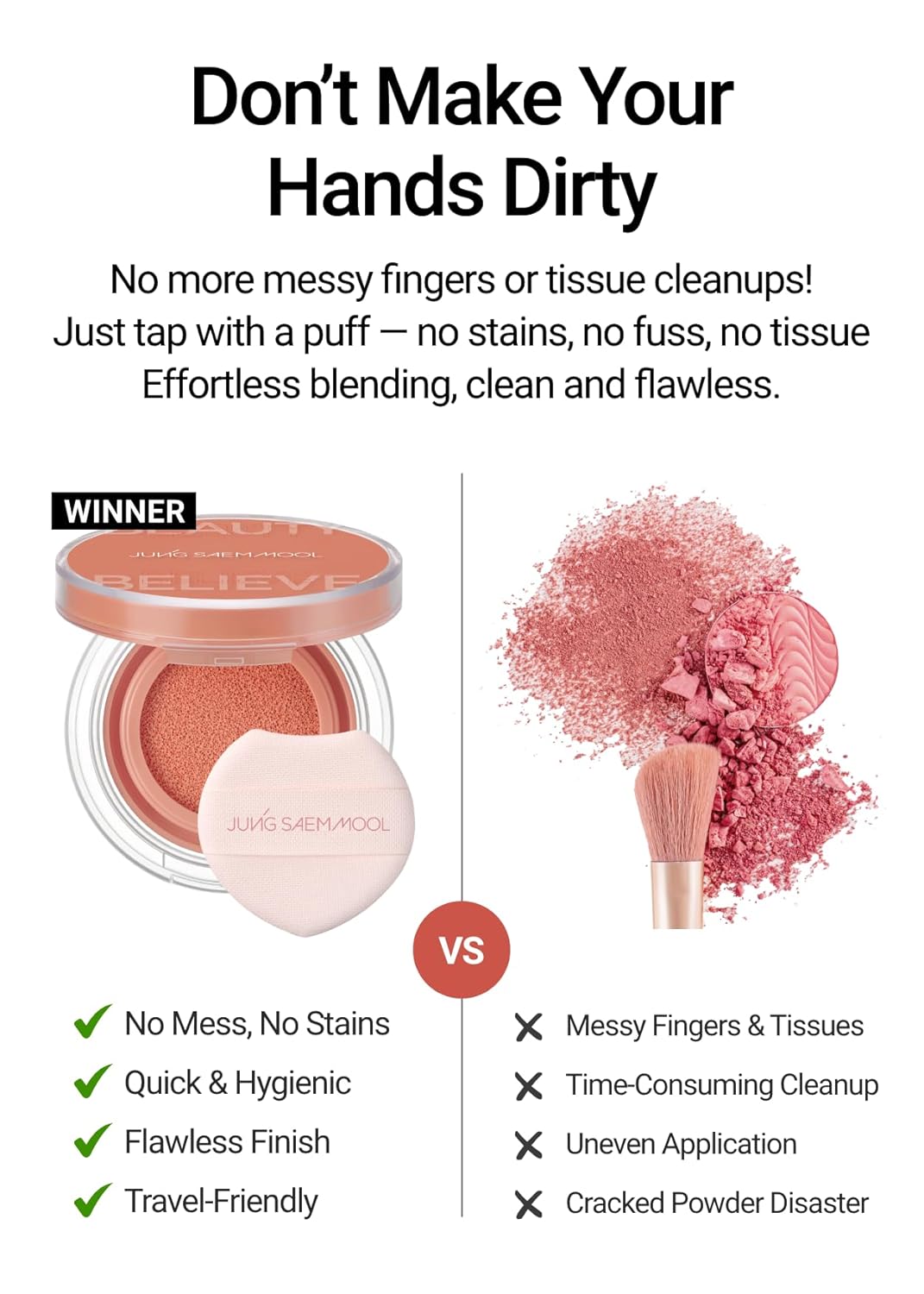 JUNGSAEMMOOL Artist Cushion Blush (Plop Berry) | Easy to Blend, Lightweight, Hydrating Korean Makeup Cushion Blush for Dewy & Glowing Cheeks