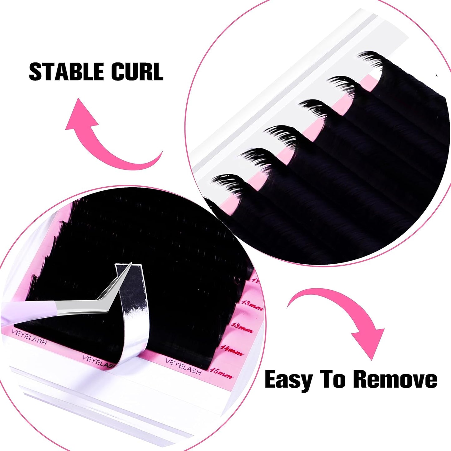 VEYES INC Cashmere Smart Fan Lash Extensions 0.03 0.05 0.07 C/CC/D Curl 8-20mm Mixed & Single Length, Super Matte Black Volume Lashes, Professional Supplies for Lash Techs (0.03 D 13mm)