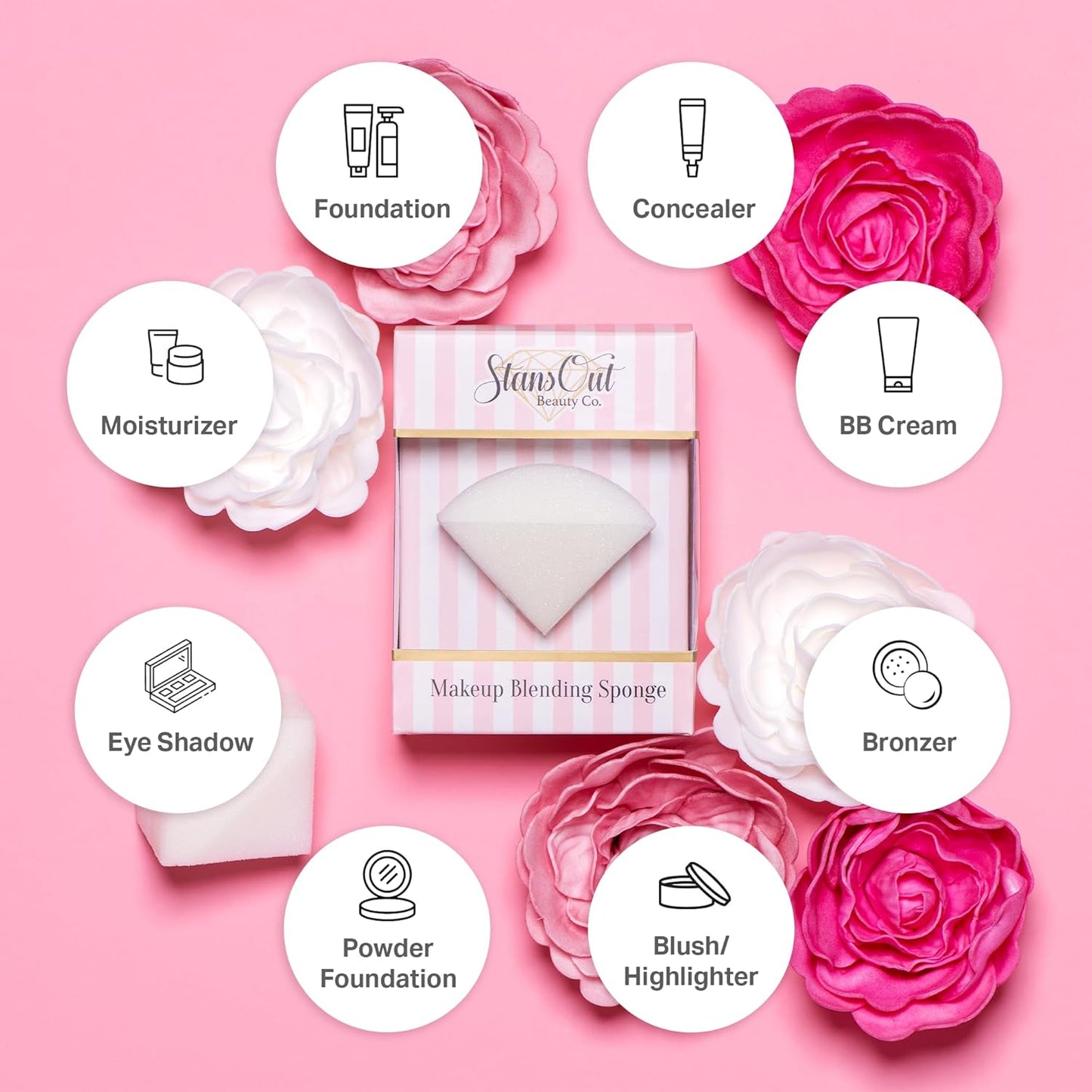 StansOut Memory Foam Makeup Sponge – No-Water-Needed Blender for Liquid, Cream & Powder Foundation – Airbrush Finish, Flawless Application