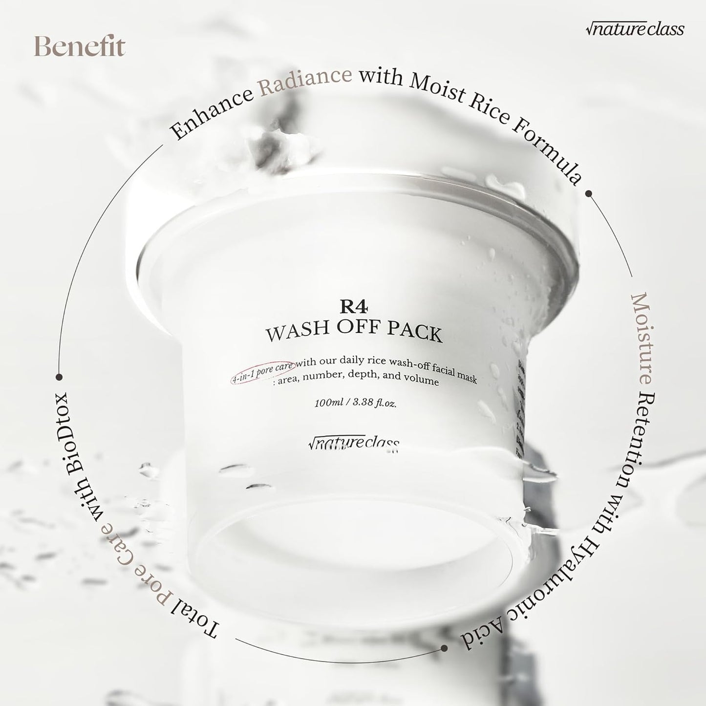 R4 Rice Wash Off Facial Mask – 4-in-1 Pore Care, Deep Cleansing, Hydrating, Exfoliates, Pore Sebum Clearing, Gentle Exfoliating Korean Skincare 3.38 Fl Oz