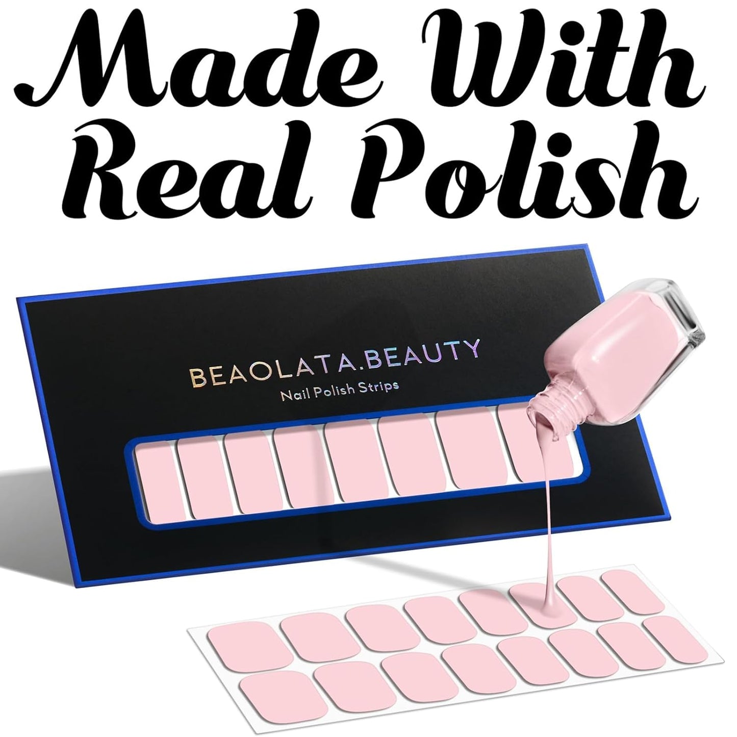 Nail Polish Strips, 32PCS Salon Quality Wraps, Long Lasting Gel Nail Stickers for Women Easy Apply& Remove (Playing Black)