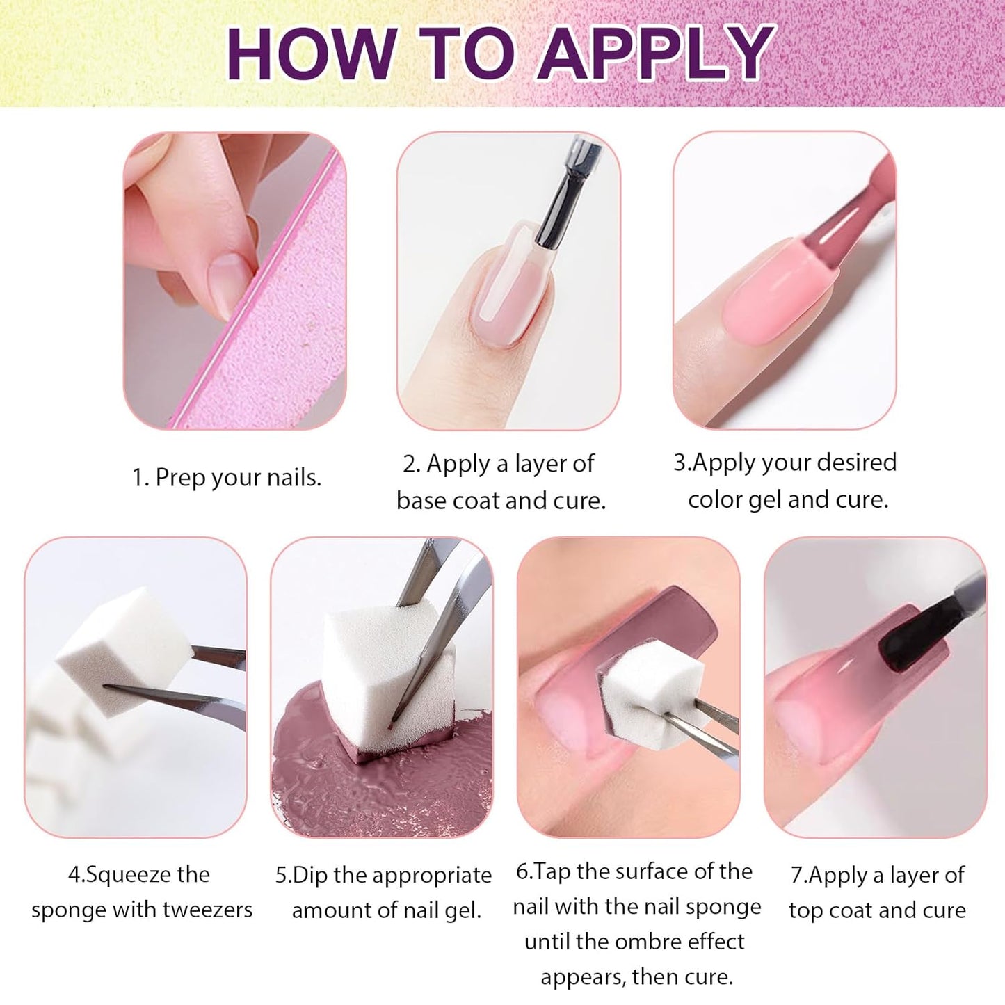 Gradient Painting Gel, 9 Colors Ombre Gel Nail Polish Nude Pink Almond Gary Sponging for Pigment Pat Aura Nails French Manicure Soak Off UV DIY Nail Art Nude Rose Chroma