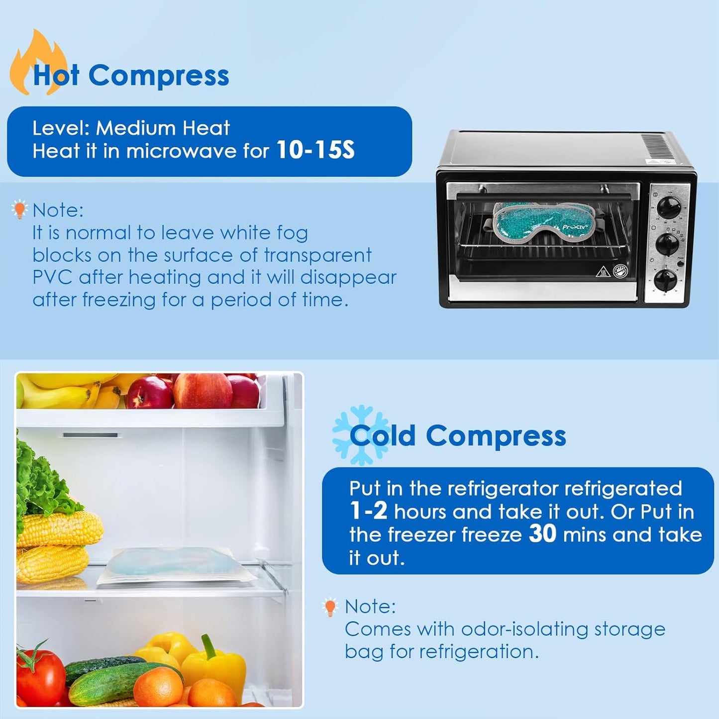 2PCS Cooling Eye Mask - Gel Eye Mask Reusable Gel Beads Hot Cold Compress with Velvet Plush Cold Eye Mask for Dark Circles Puffiness Dry Eye Headache for Men Women Sleeping Ice Eye Mask (Blue)