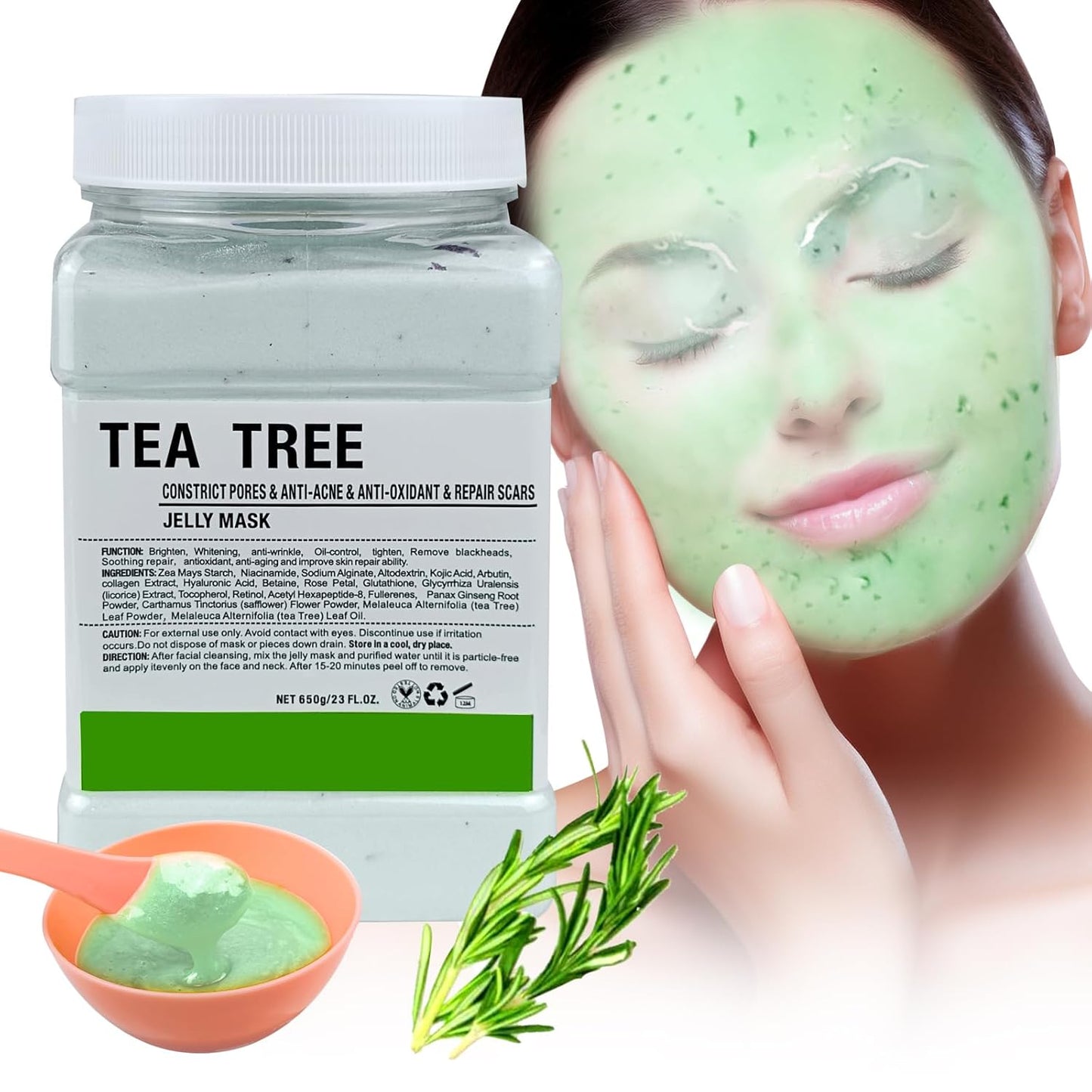 Jelly Mask for Facials Professional, Hydrating & Moisturizing Peel-Off Natural Gel Face Mask SkinCare, Professional Spa Use Jelly Face Masks, Deep Hydration & Glow 23 Fl Oz (Tea Tree)