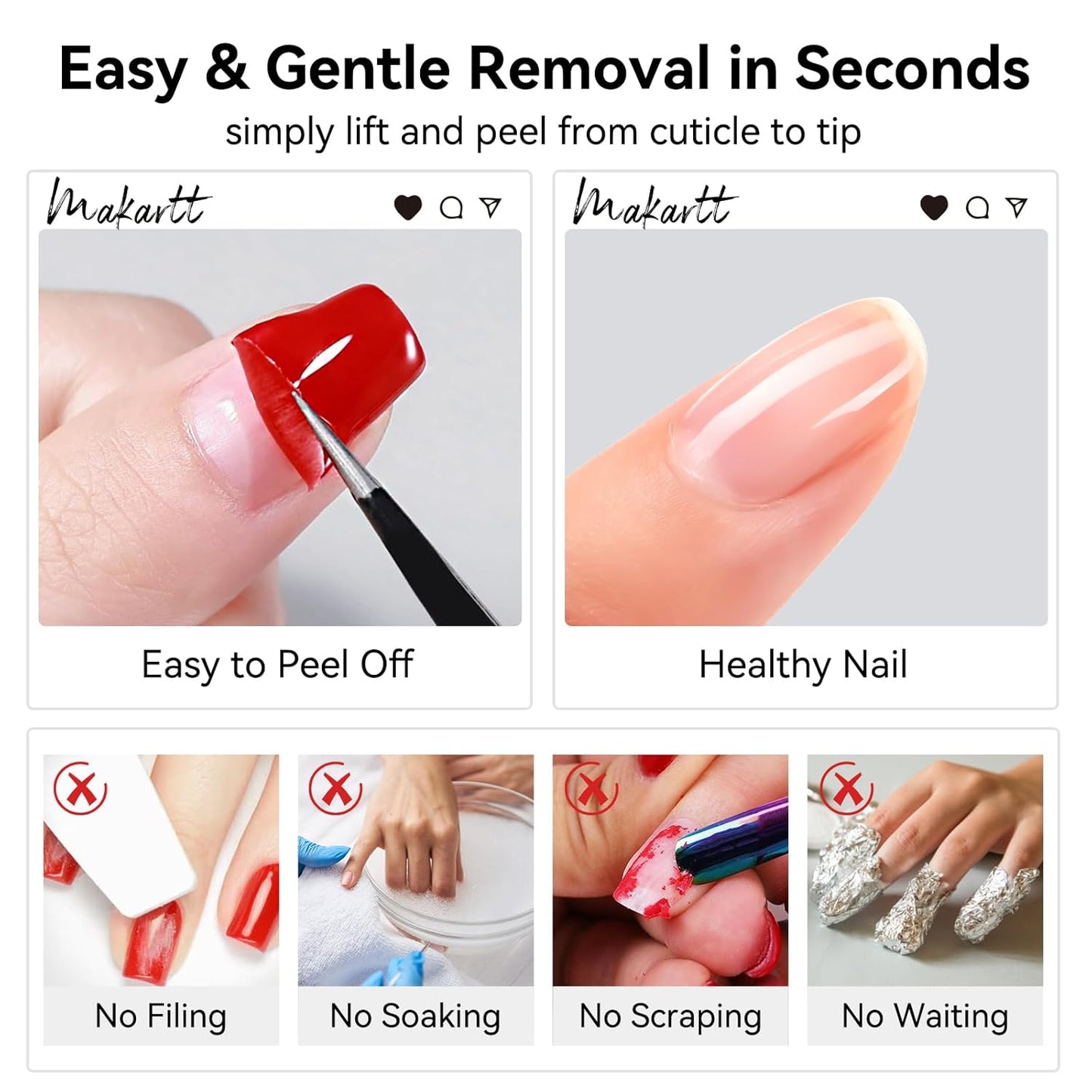 Makartt Peel Off Gel Base Coat: 15ML UV Peelable Base for Gel Nail Polish, Press-On, Nail Tips – Easy Removal, No Soak-Off, UV LED Lamp Required, for Beginners Thin Nails