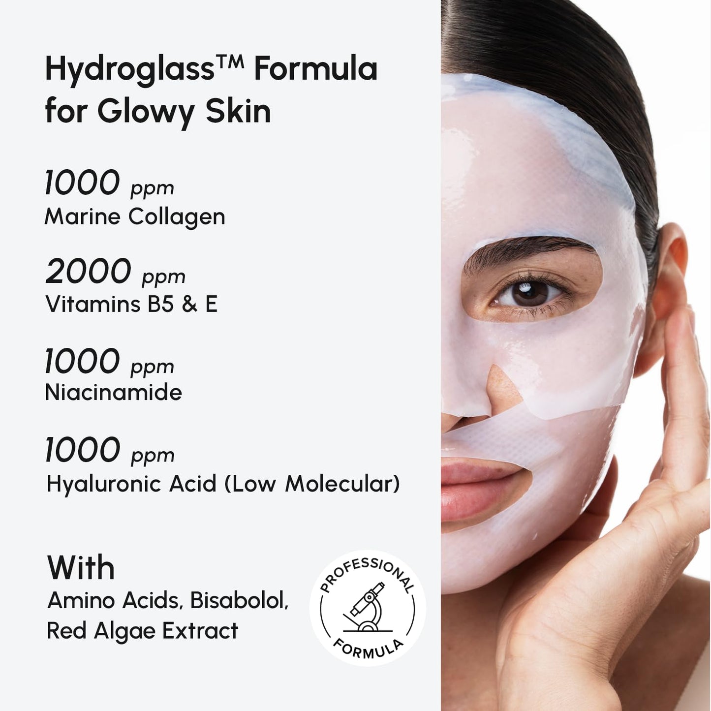 MAREE Collagen Facial Mask with Hyaluronic Acid - Hydrating Face Masks Skincare - Mascarillas Faciales For Women Skin Care - White, 4 Count