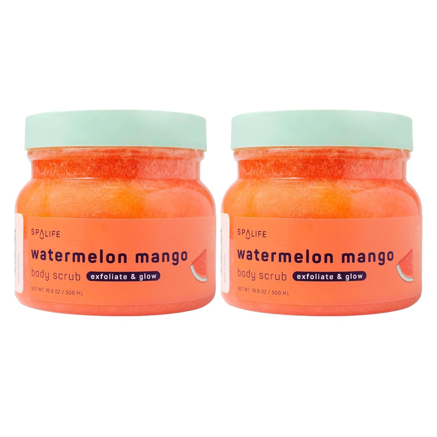 SpaLife Beauty Watermelon Mango Exfoliating Body Scrub 2 Pack – Sugar Scrub Glowing & Moisturized Skin – Fruit Extracts Natural Sugar Base – Watermelon & Mango Summer Scents – Safe for Sensitive Skin