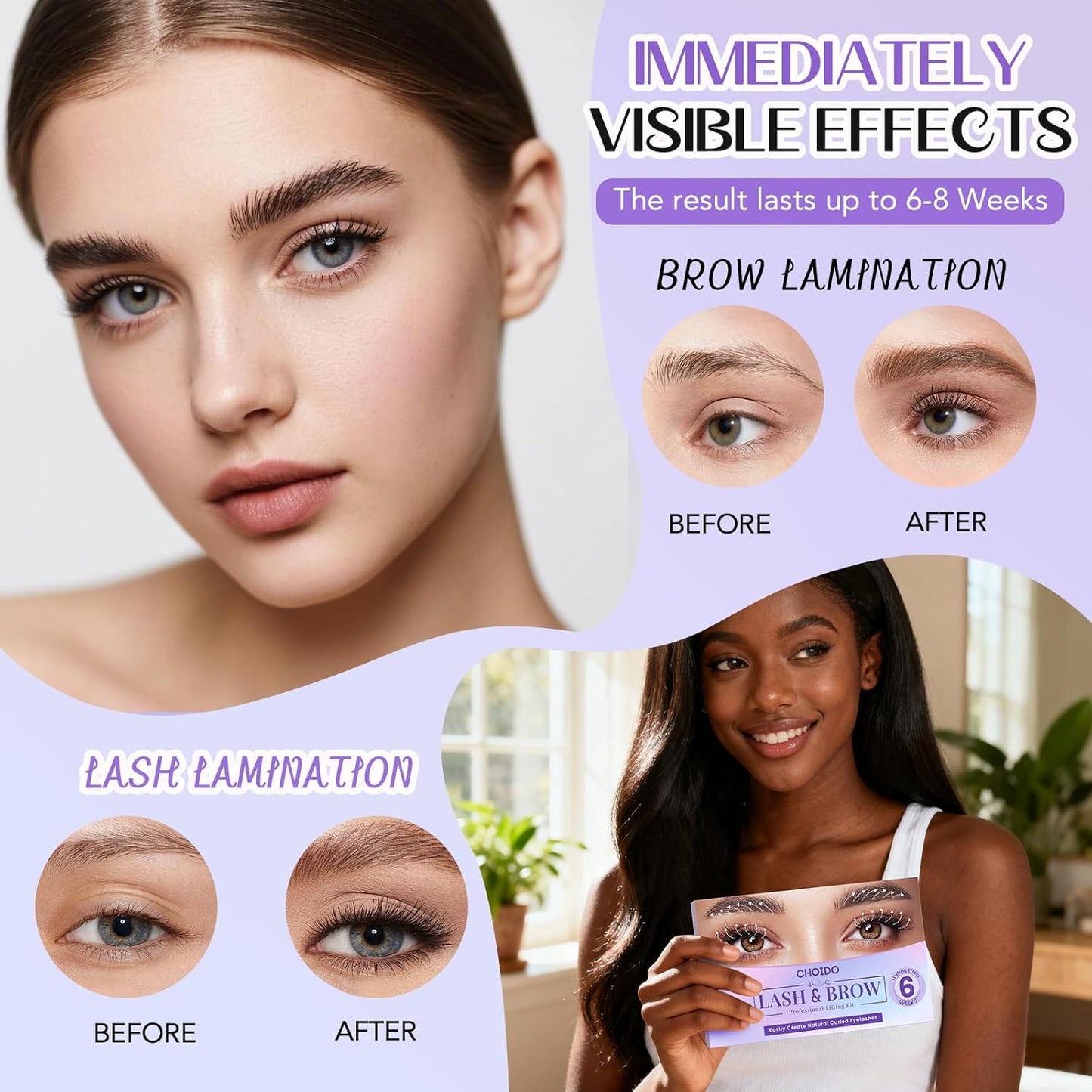 Lash Lift Kit - Eyelash Perm Kit - Eyebrow Lamination Kit, 2 in 1 Professional Eyelash Curling Lash Extension & Eyebrow Lift Kit, Eyelash Lift Kit Easy to Use for Salon & DIY Home Use, Lasts 6-8 Weeks