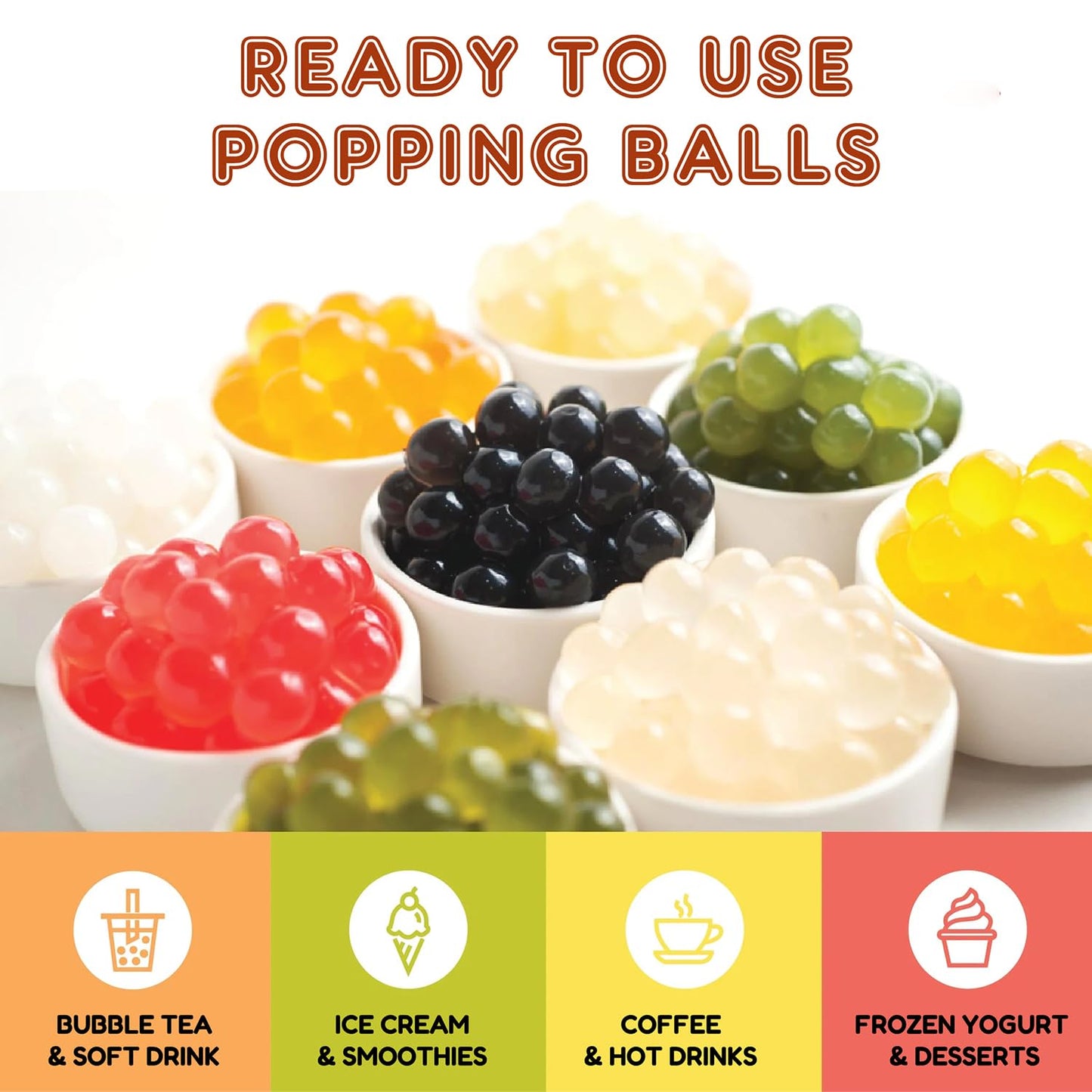 Fanale Lychee Popping Boba Pearls, Vegan, Non GMO, Gluten Free, Fat Free, Perfect for Bubble Tea, Smoothies, Ice Cream, Desserts, and Beverages 1lb x 12.