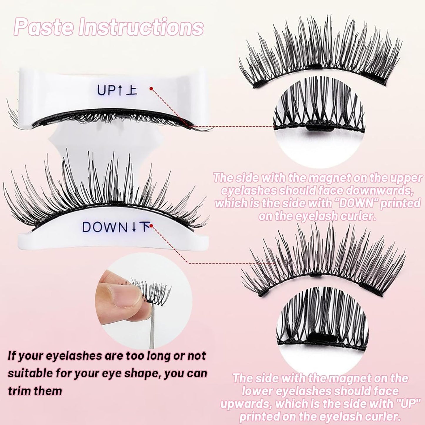 Lumentes Magnetic Eyelashes, Lumentes Magnetic Eyelashes with Applicator, Reusable No Glue Lashes, Natural Look Soft Comfortable Magnetic Lashes, Easy to Wear and Remove (Plume Black)