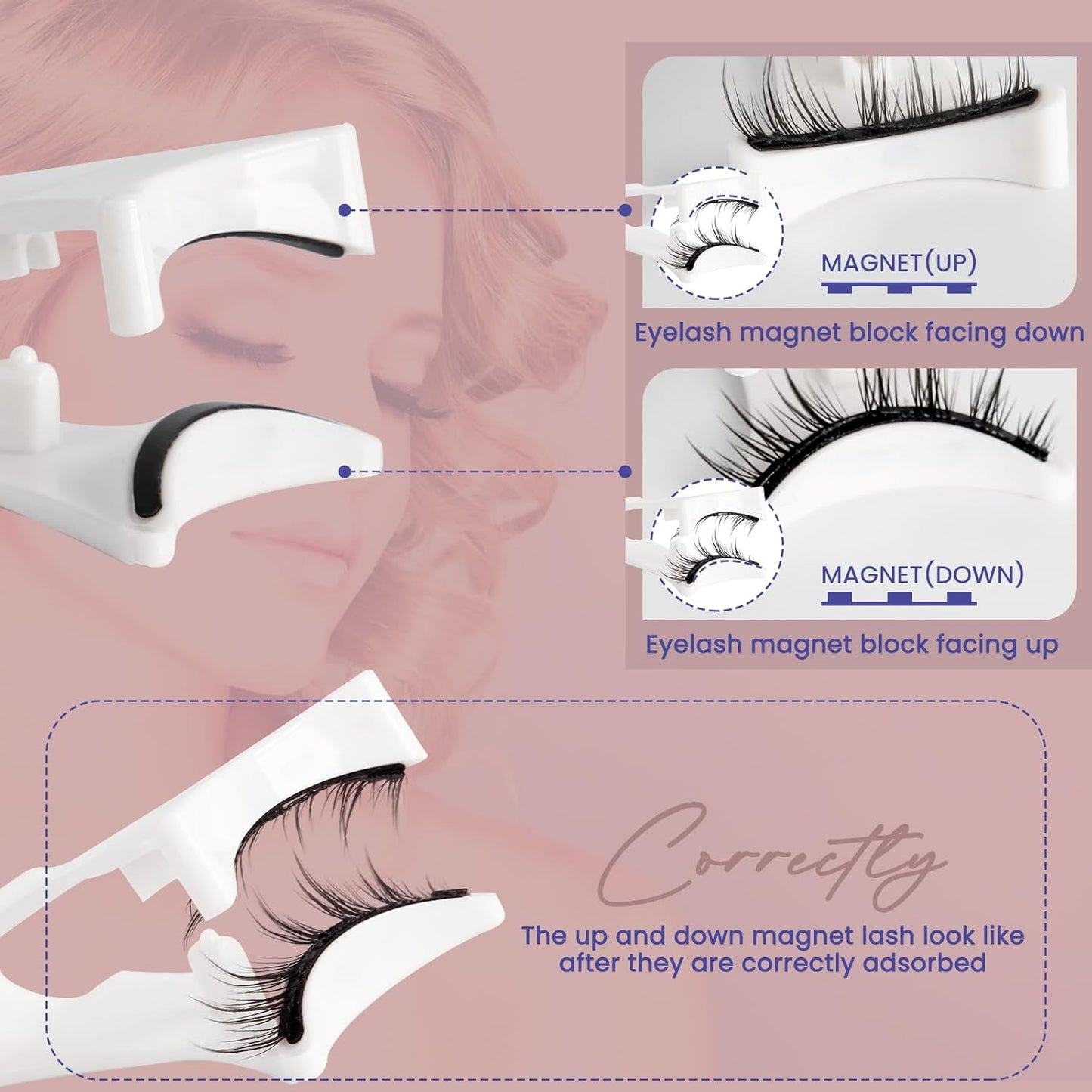 Magnetic Eyelashes with Applicator Reusable Magnetic Lashes No Glue Needed Eyelashes Natural Look With Applicator and Mirror 2 Pairs