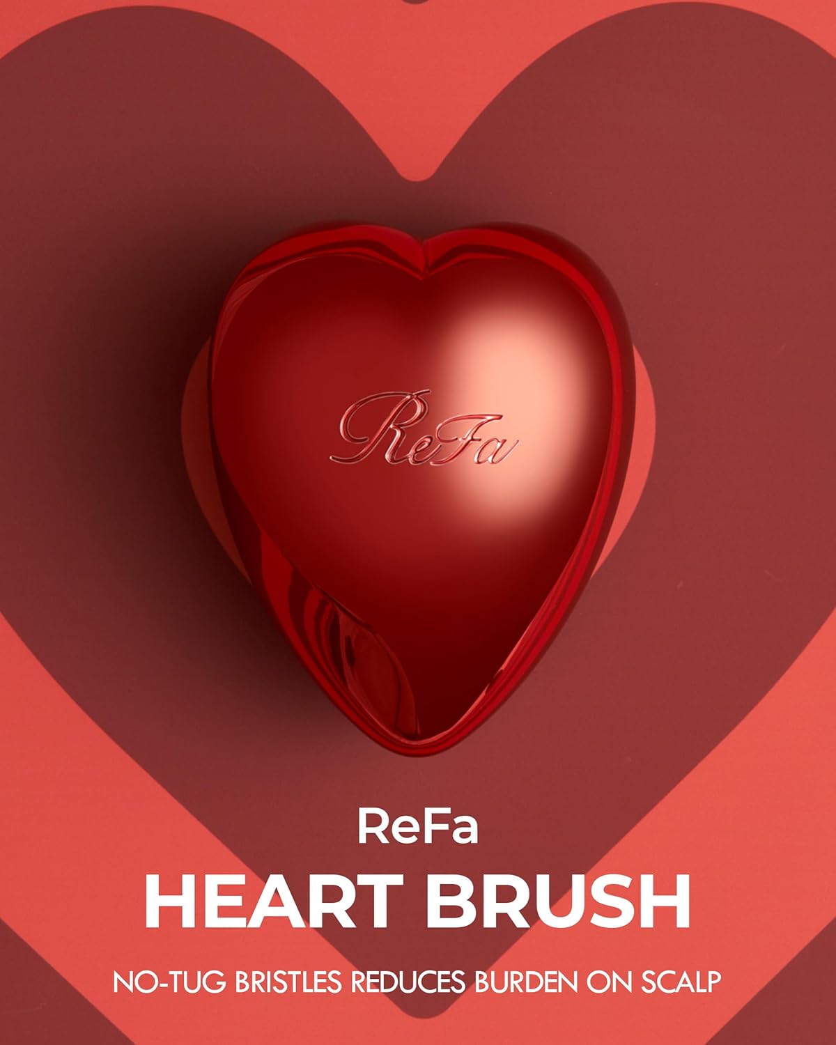 ReFa Heart Brush SHINE RED | Heart Shaped Hair Brush for Women | No Tangle Hair Brush | Small Hair Brush for Thick Hair | Hair Detangler Hair Brush Travel Hair Brush