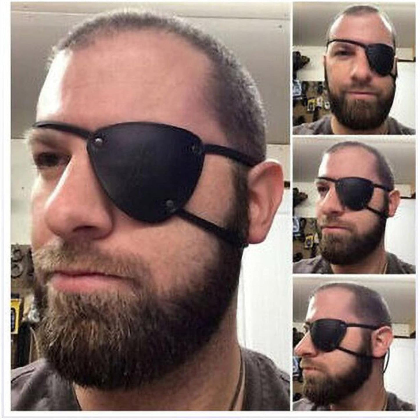 Retro Single Eye Patch - Black Eye Patches - PU Leather Pirate Eye Patch Cover - Adjustable Medieval Steampunk Blindfold for Adults Role Play Costume Accessories, (Right)