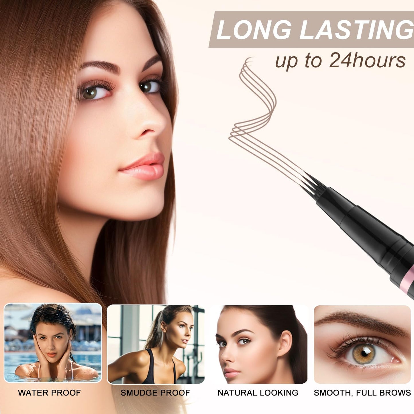 Eyebrow Pencil Makeup Kit, with Waterproof 2-IN-1 Microblading Eyebrow Pen, Eyebrow Pomade, Eyeliner and Dual-ended Eyebrow Brush, Brow Pencil Kit for Natural Eyebrows - Ash Blonde