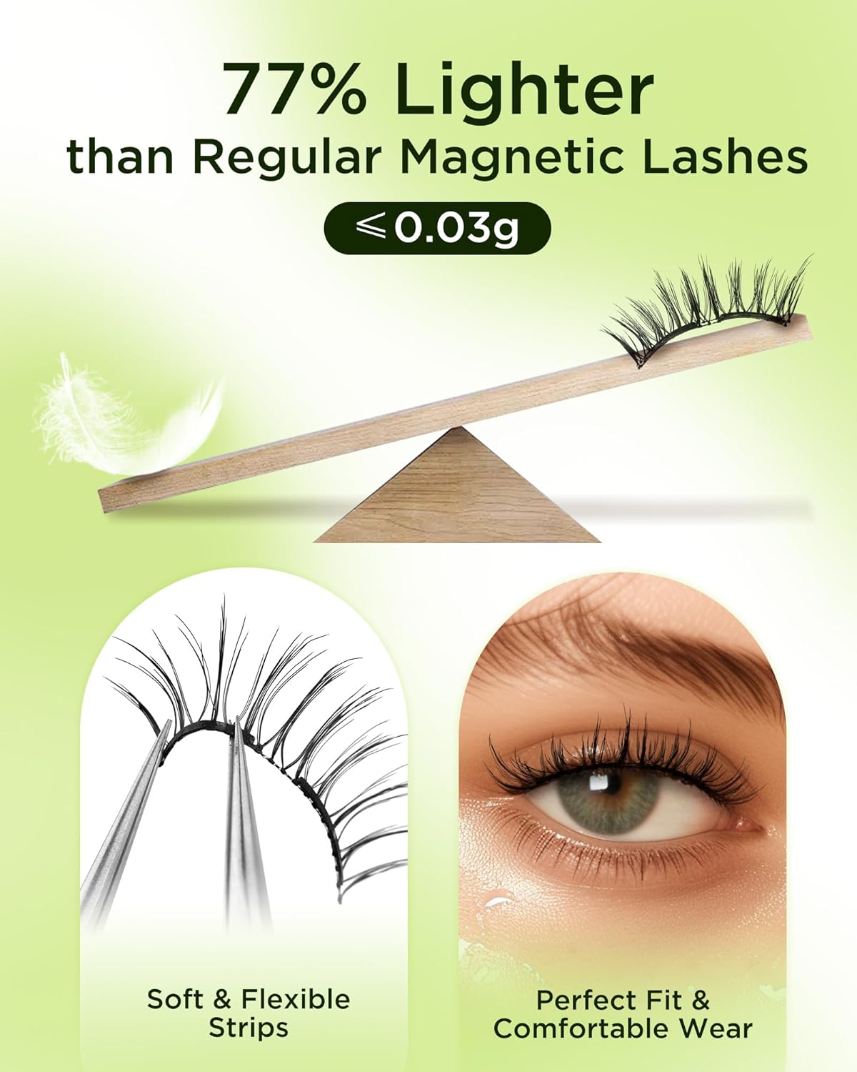 BEYELIAN Magnetic Eyelashes with Applicator Kit, Reusable Natural Look False Lashes, No Glue Needed Soft Magnetic Lashes for Eye MAC-101 (Lightweight & Comfortable)