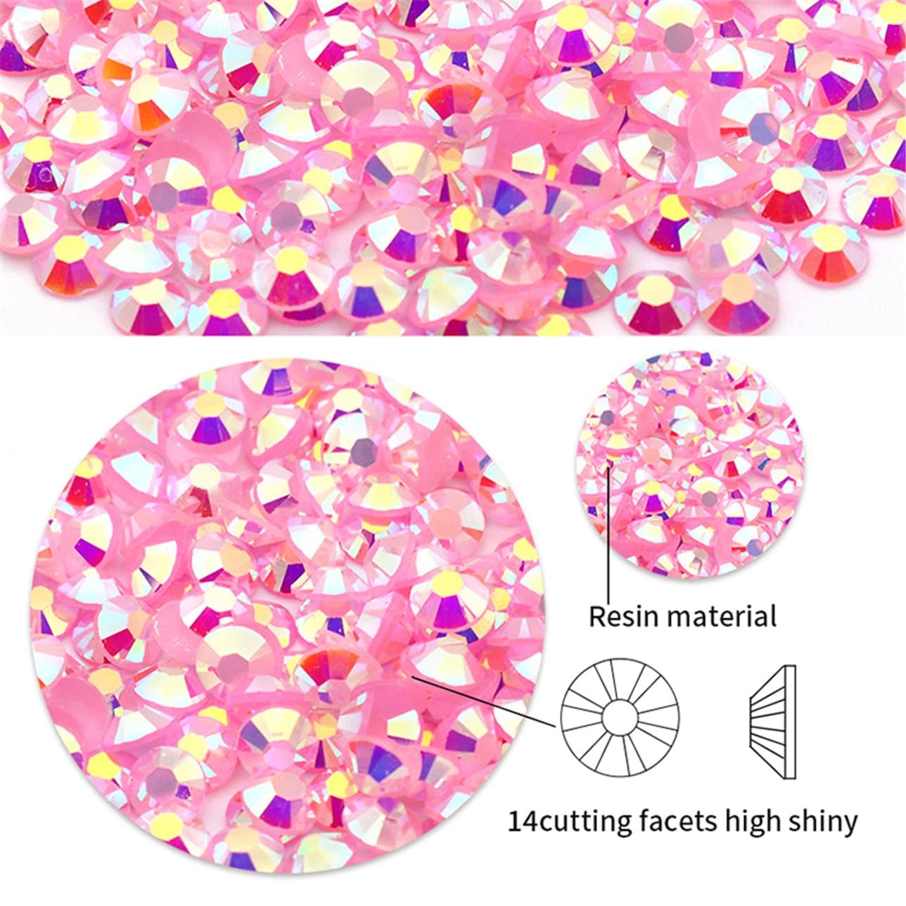 1440 Pcs SS20 5mm Flatback Rhinestones for Nails Art Crafts Glitter Round Shine Gems AB Crystals DIY Clothes Shoes （Dark Purple AB）