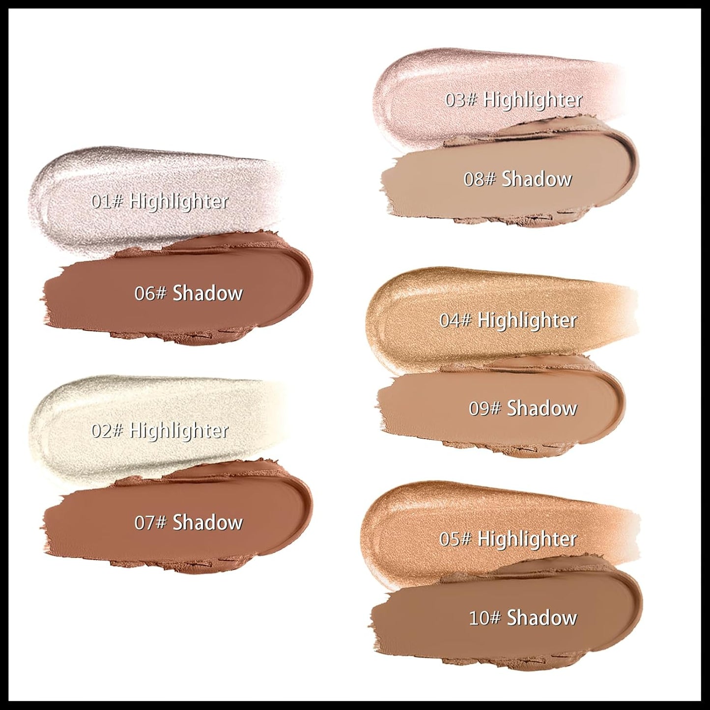 MIELIKKI 2Pcs Cream Contour Stick Makeup, Highlighter Stick and Bronzer Stick for Face Sculpting, Easy to Apply & Blend, Long Lasting, Waterproof, Matte Finish,0510
