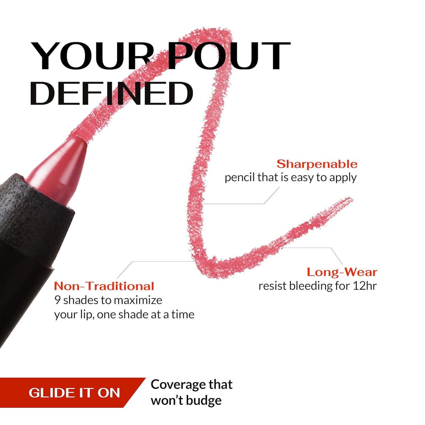 K7L Pink Lip Crayon (Vegan) - Waterproof and Smudge-Proof Cosmetics