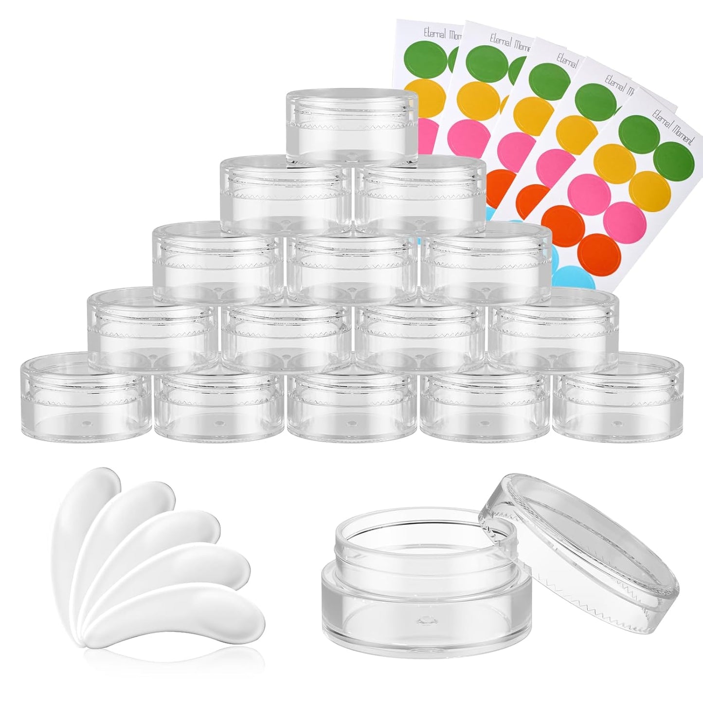 50 Pack 5 Gram 0.17OZ Clear Plastic Containers with Transparent Lids, Small Round Cosmetic Jars Makeup Travel Containers Jar for Cream, Bead, Eye Shadow, Samples, Lotions, Powders, Lip Gloss