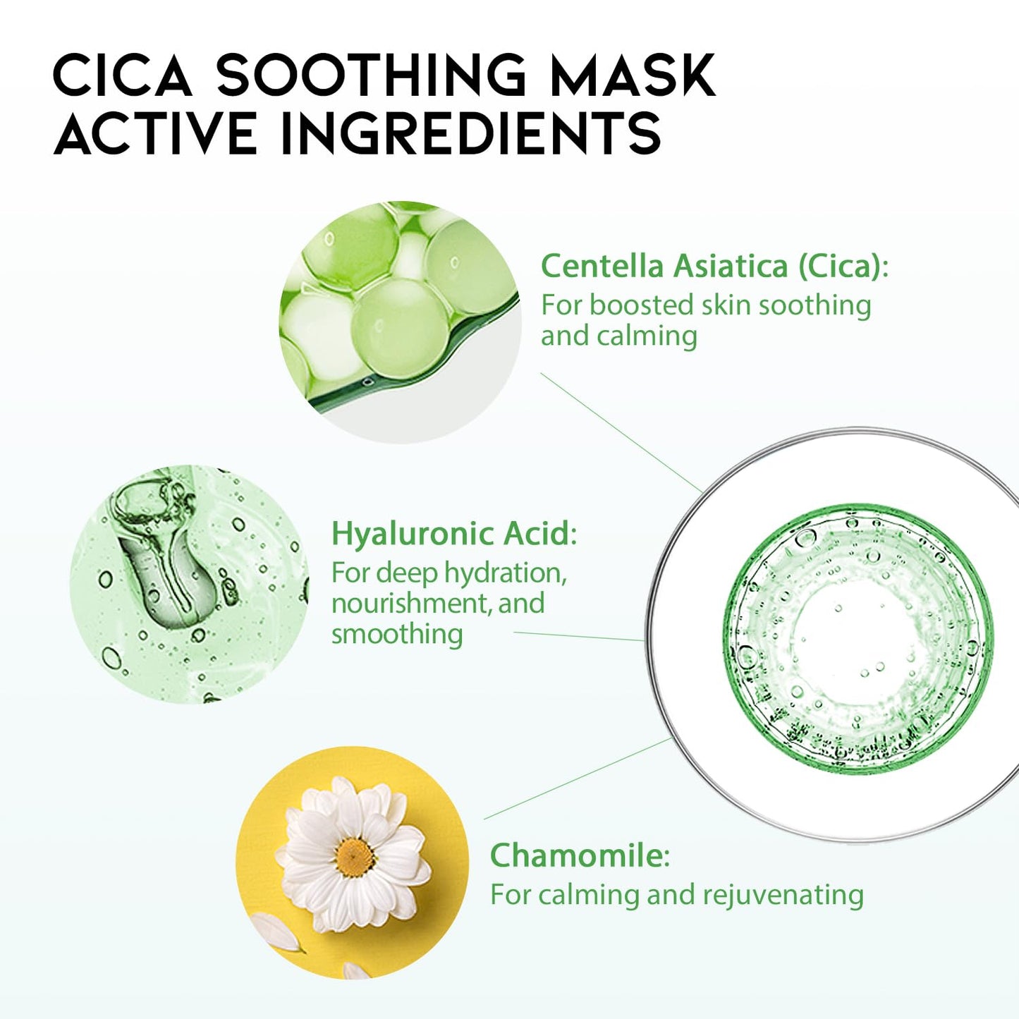 Cica Calming Mask for Face Sensitive Irritated Skin, Soothing, Moisturizing, Korean Anti Aging Face Mask, Eve Vegan, Chamomile, Hyaluronic Acid 10EA