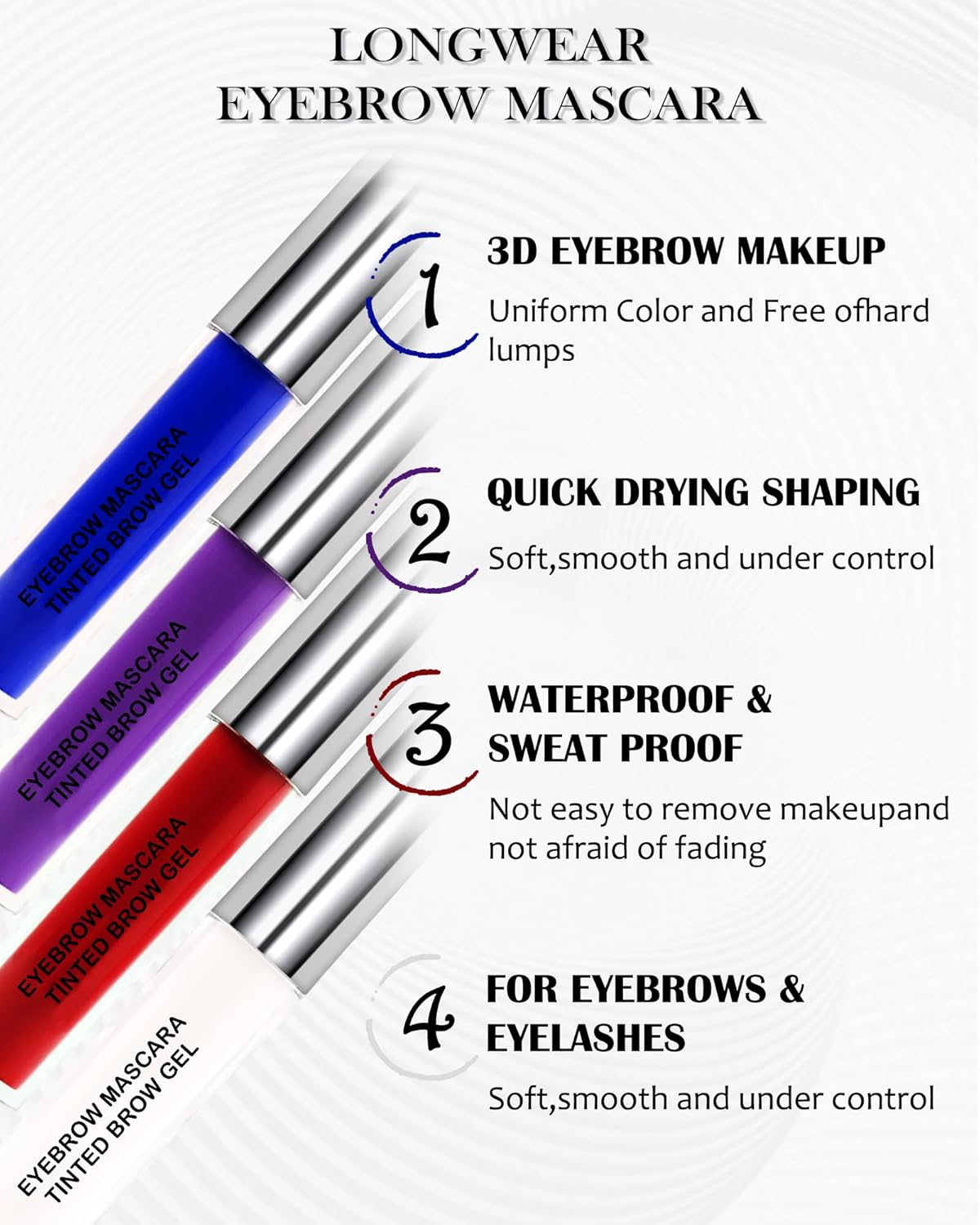 Tinted Brow Mascara Gel- 1Pcs Long-lasting Waterproof Smudge-proof White Eyebrow Glue Colored Liquid Mascara, Tinted Brow Filler, Length Curly Mascara for Women, Halloween Eye Makeup-10