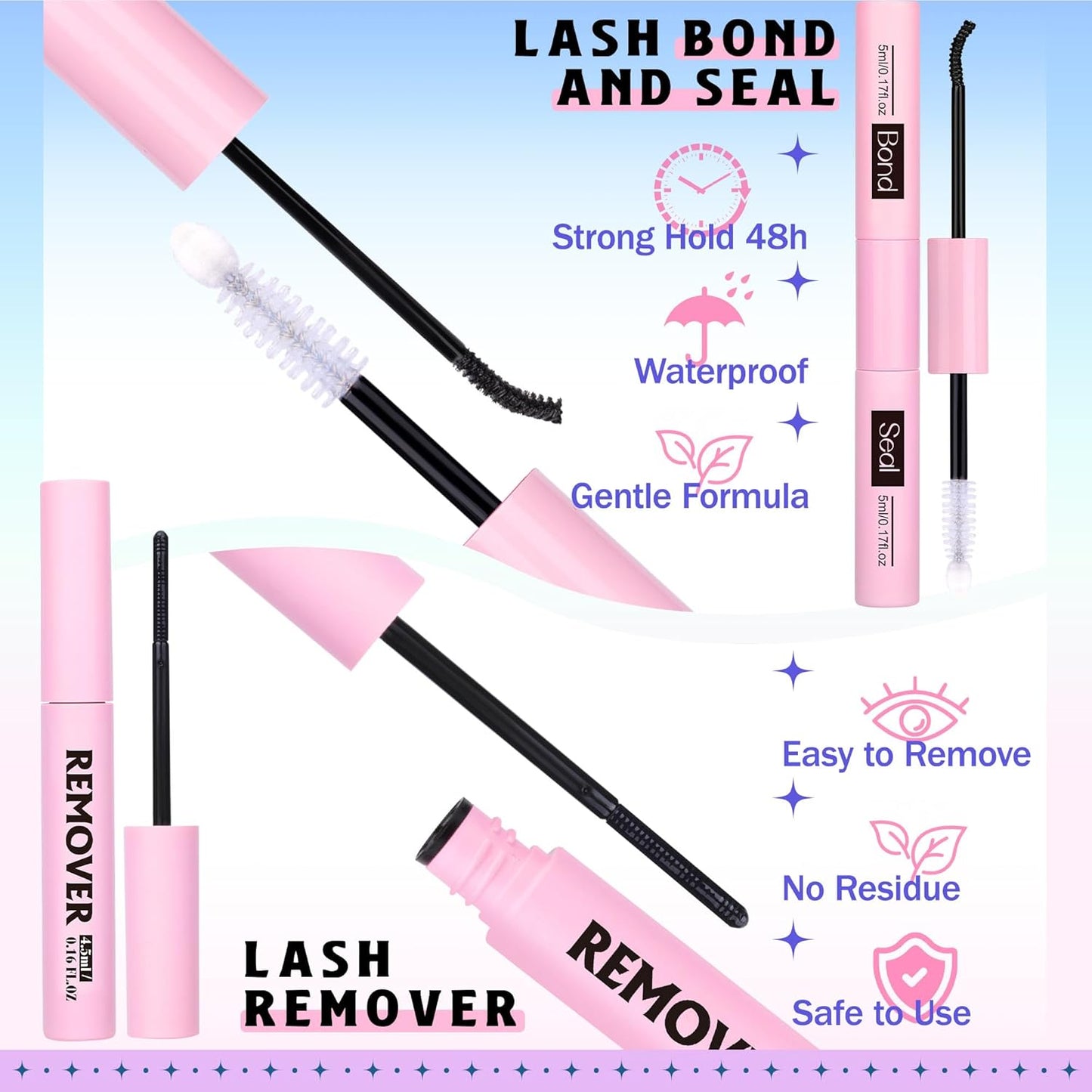 Wispy Lash Clusters Kit DIY Lash Extension Kit Natural Look C-curly Cluster Eyelash Extension Kit Volume 10-16MM Individual Eyelashes Kit with Lash Remover by Newcally