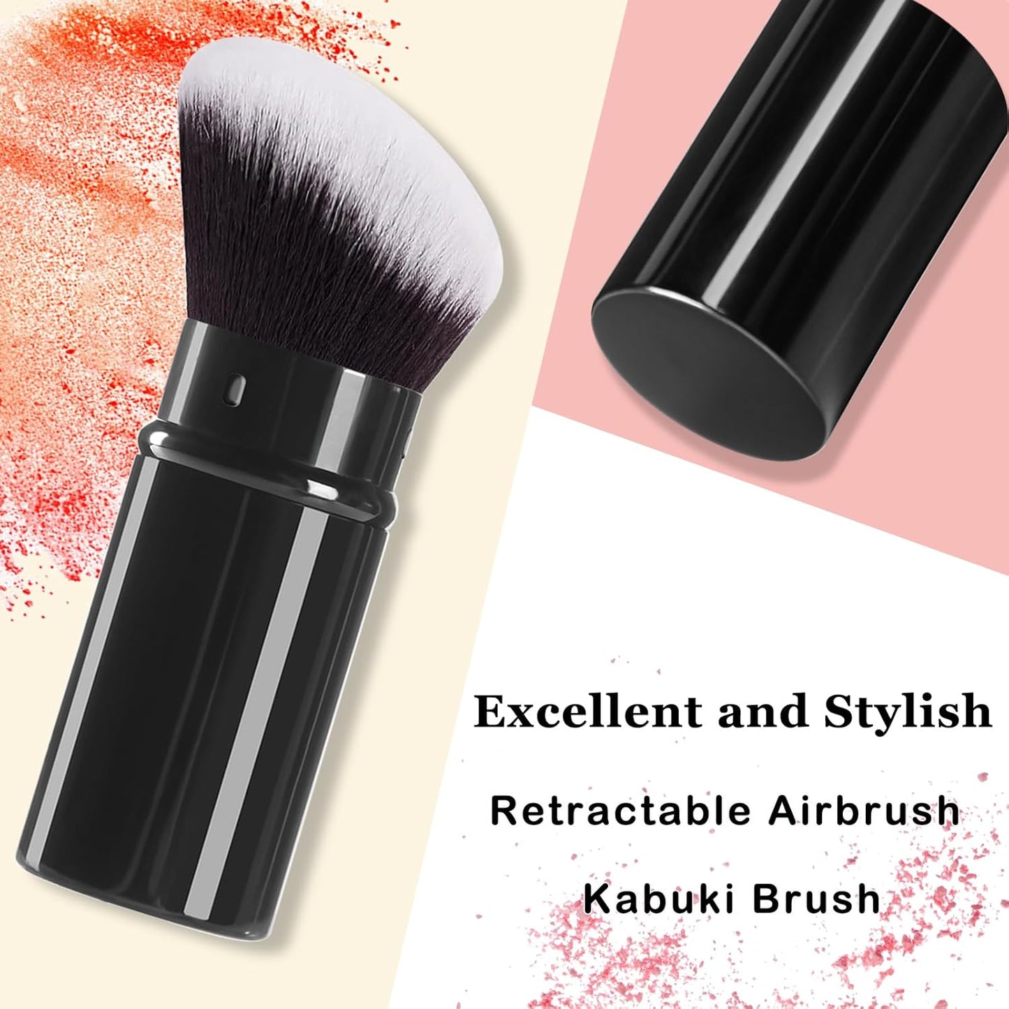 Retractable Kabuki Makeup Brush,Angle Blush Brushes Powder Foundation Makeup Brush for Blending Liquid, Blush, Bronzer, Buffing, Sunscreen,Flawless Cosmetics