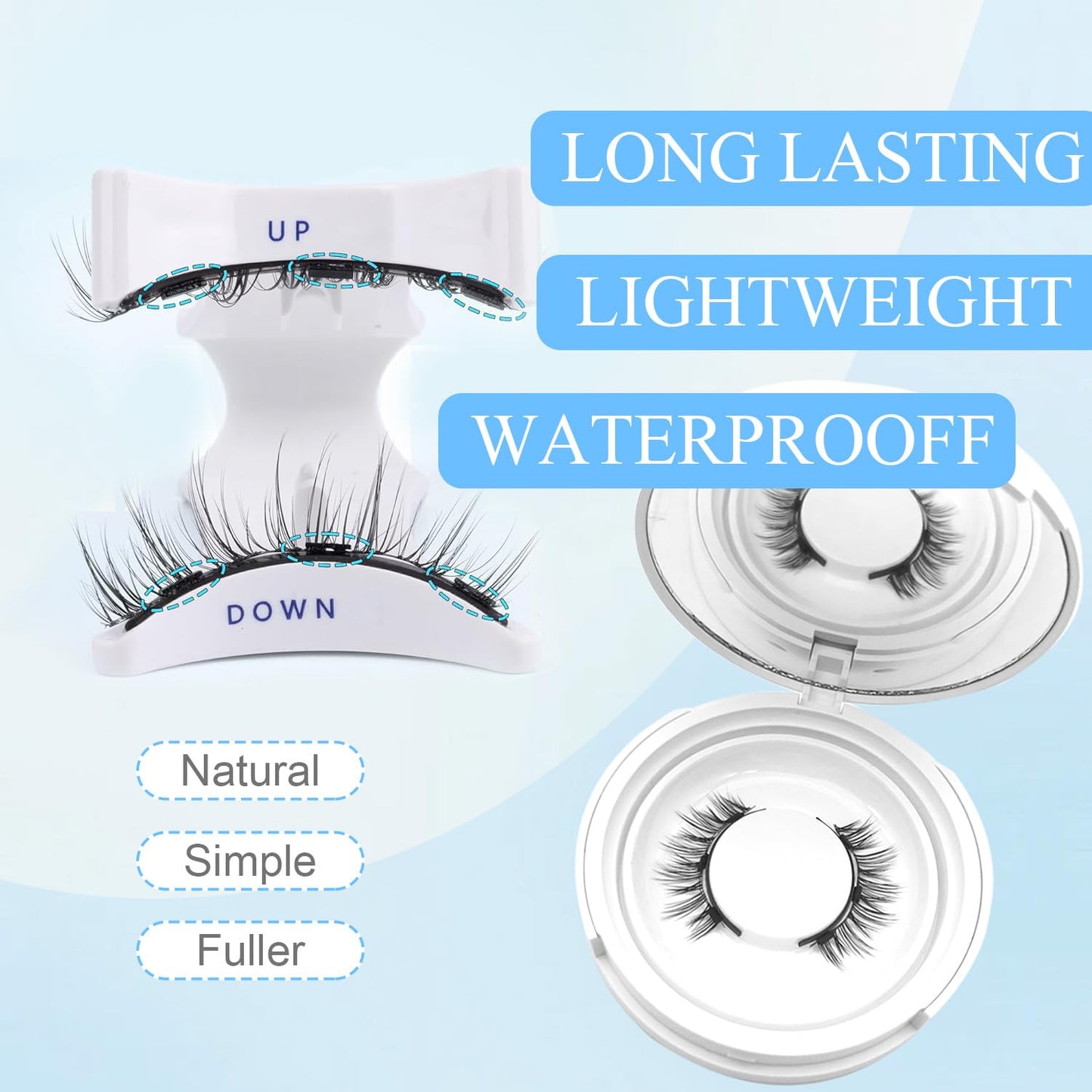 Ealra Craft Magnetic Eyelashes with Applicator,No Glue Needed Soft Lashes Kit,Reusable Magnet Eyelashes Natural Look(Natural)
