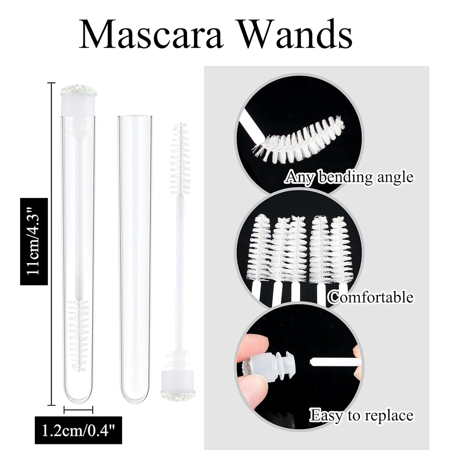50pcs Lash brush Mascara wands and tubes Spoolies for eyelash extensions Mascara wand tubes scale white