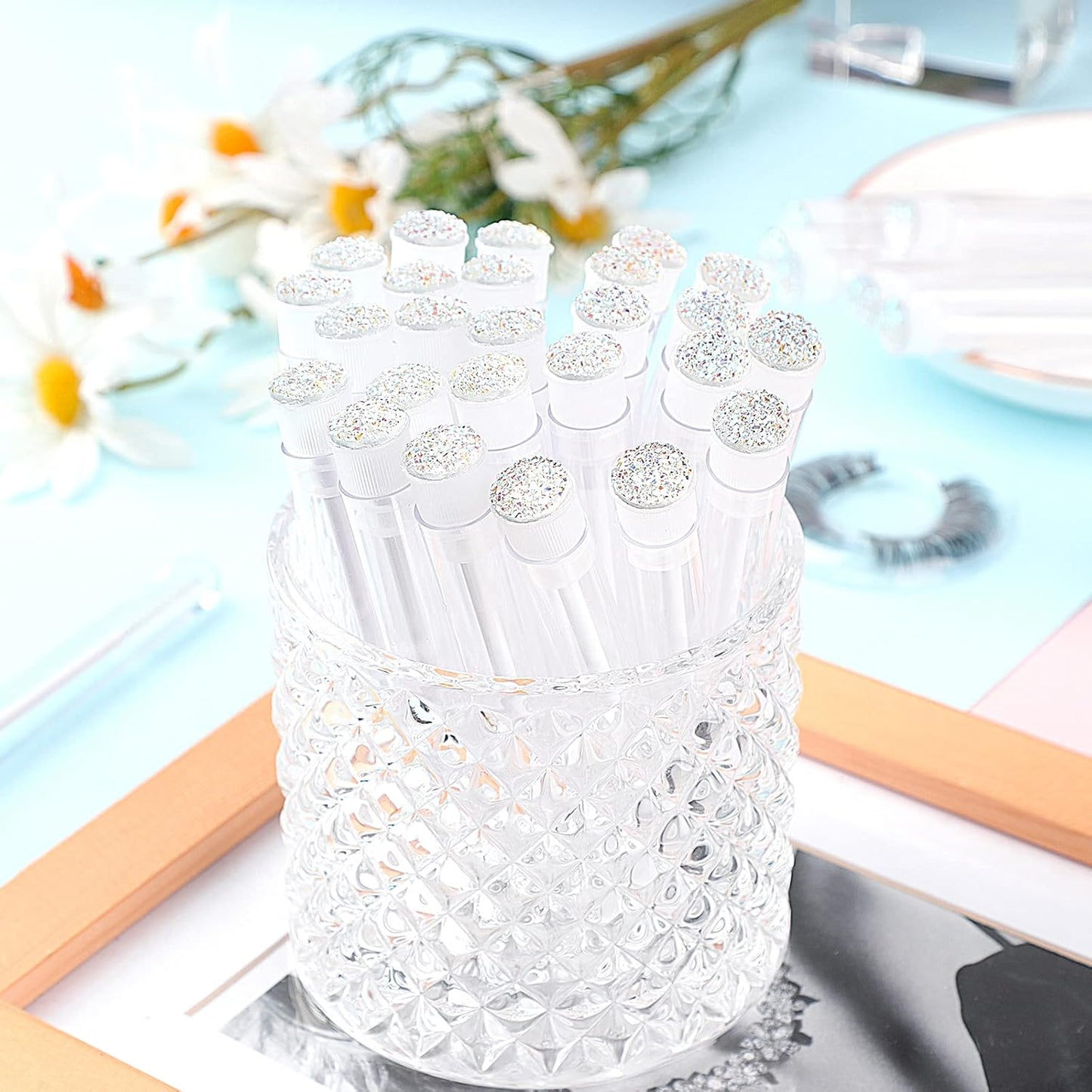 20pcs Eyelash brush Lash Wand Makeup tool Eyelash Extension supplies Cleaning brush Diamond Mascara star white