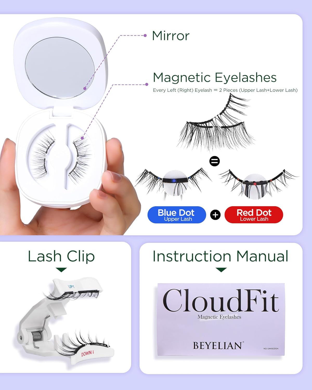 BEYELIAN Magnetic Eyelashes with Applicator, Upgrade Magnetic Lashes Natural Look, Reusable Soft Magnetic Eyelash No Glue Needed, Easy Apply for Eye Makeup (Lightweight & Comfortable)