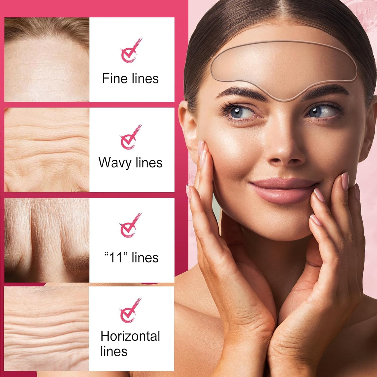 Reusable Forehead Wrinkle Patches | Forehead Wrinkles Treatment | Reusable Silicone Smoothing Pads for Brow Lift | Patches For Wrinkles | Non Invasive Reusable Wrinkle Smoothers | 4 Patches