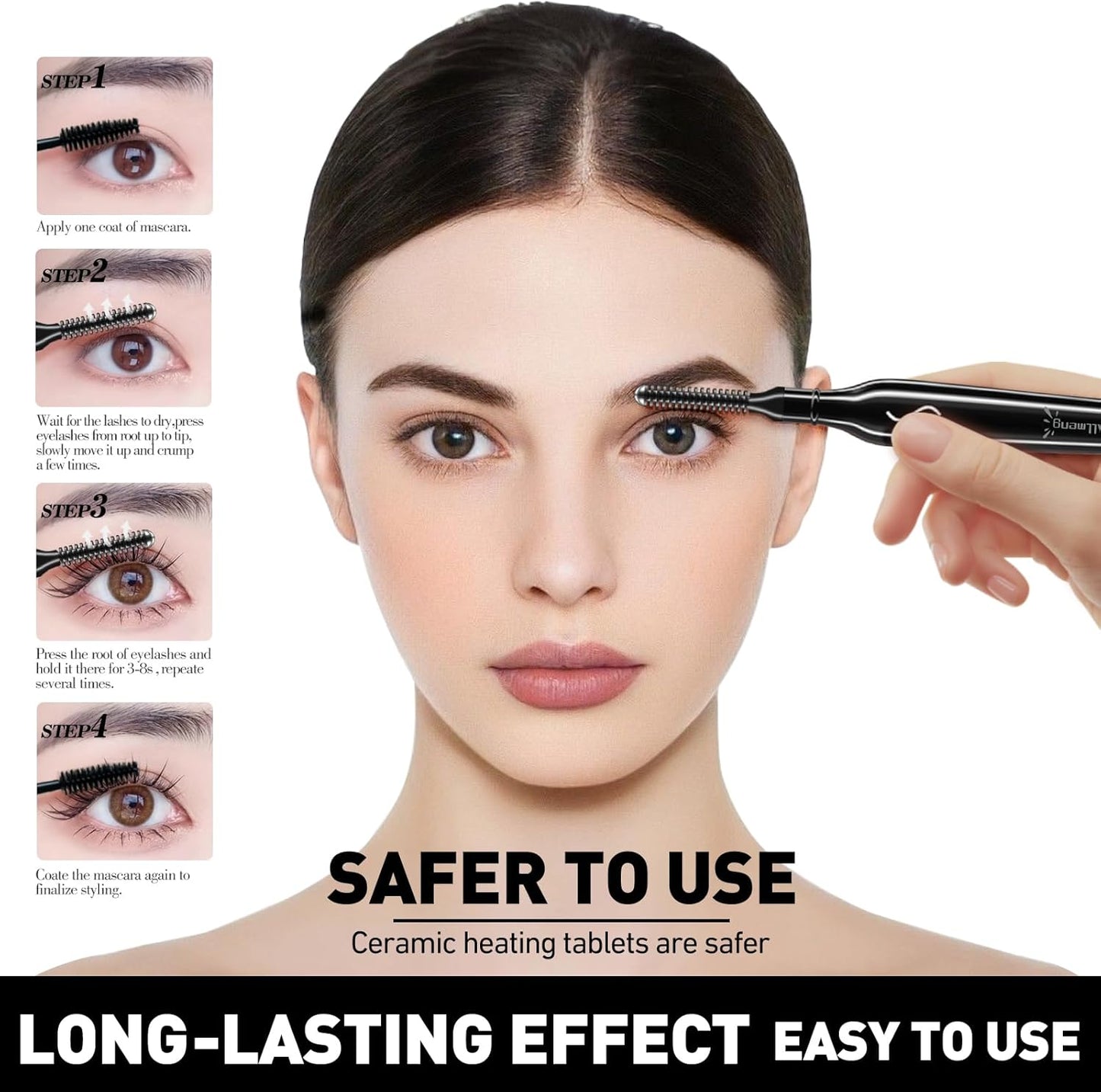 Heated Eyelash Curlers-Electric Eyelash Curler for Makeup Tools USB Rechargeable,Fast Heat up Within 10s - 24 Hours Long Lasting (Black)