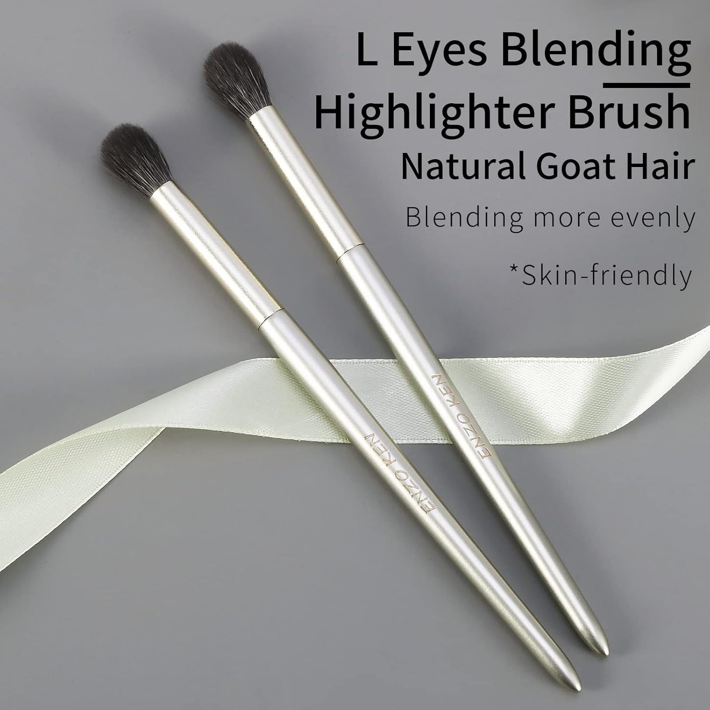 Natural Goat Hair Eye Shadow Brush, ENZO KEN Blending Eyeshadow Brush, Eye Shadow Blending Brush, Eye Blending Brush, Small Nose Contour Brush, Smudge Eye Brushes, Eyeshadow Blending Brush. Gold,E204L