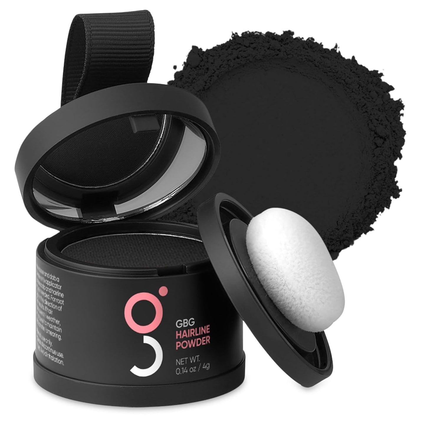 GBG Hairline Powder, Black - 48-Hour Coverage Root Touch Up Powder for Bald Spots, Instant Hair Loss Concealer & Brightening Highlights - Hair Fillers for Thinning Hair for Women & Men, 4g
