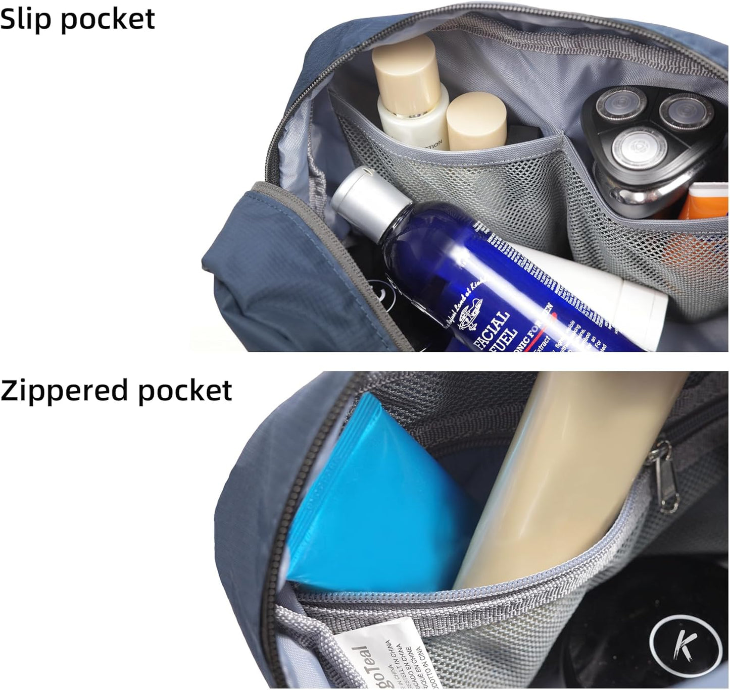 Travel Toiletry Bag 8L, Large Packing Cube with Waterproof TPU Wet/Dry Compartment (05 Ash Gray)