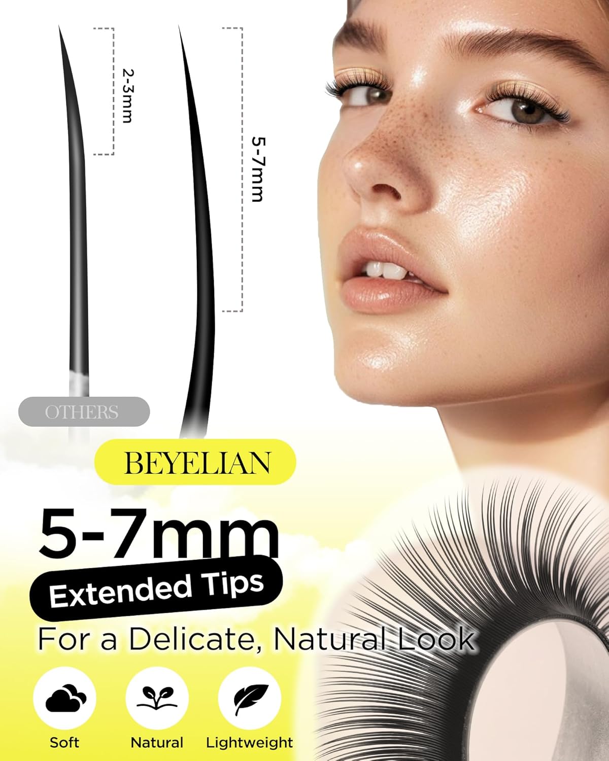 BEYELIAN Eyelash Extension 0.07 C Curl 10mm Tray Easy Fan Lash Extensions Volume Lashes 100°/212°F High Temperature Resistant Classic Professional Use Natural Matte Black (0.07 C 10mm)
