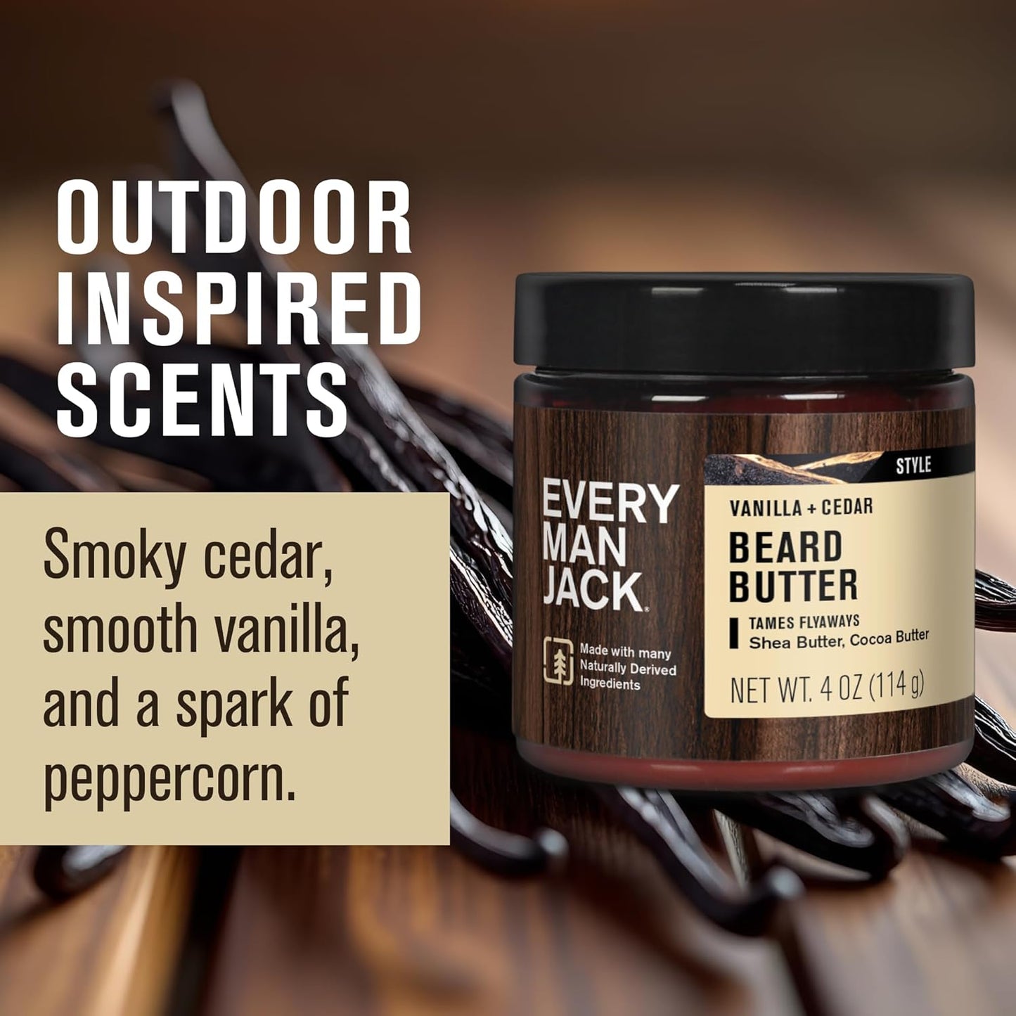 Every Man Jack Beard Butter- Vanilla & Cedar Fragrance - Hydrates and Styles Dry, Unruly Beards While Relieving Itch - Naturally Derived w/Shea Butter & Coconut Oil - 4 oz (2 Pack)