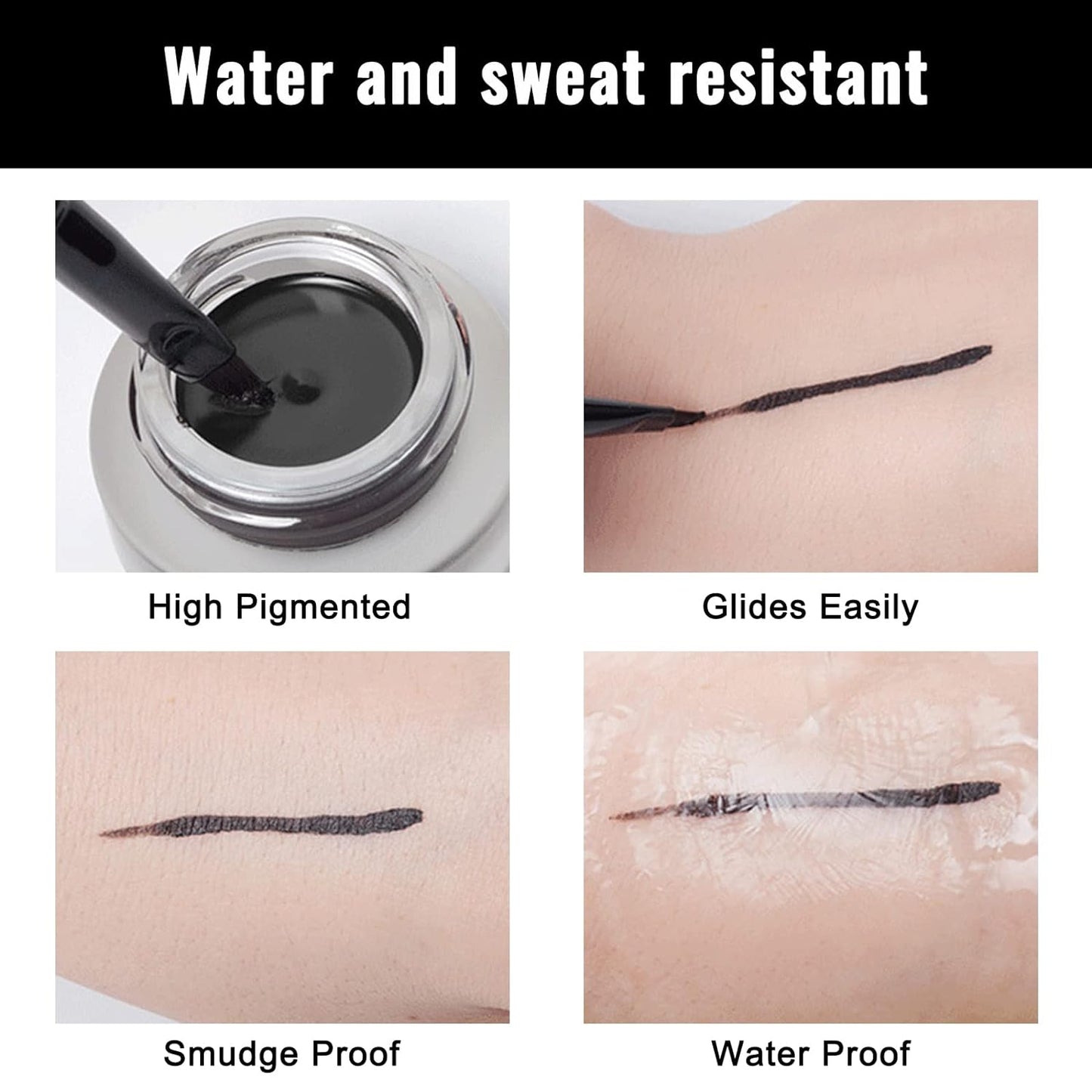 Erinde Green Gel Eyeliner, Waterproof Cream Eyeliner Gel Pot, High-Intensity Pigments Long Lasting Smudge-Proof Eye Liner Halloween Makeup, Waterline Matte Eye Liner with 2PCS Brushes, 05 Green
