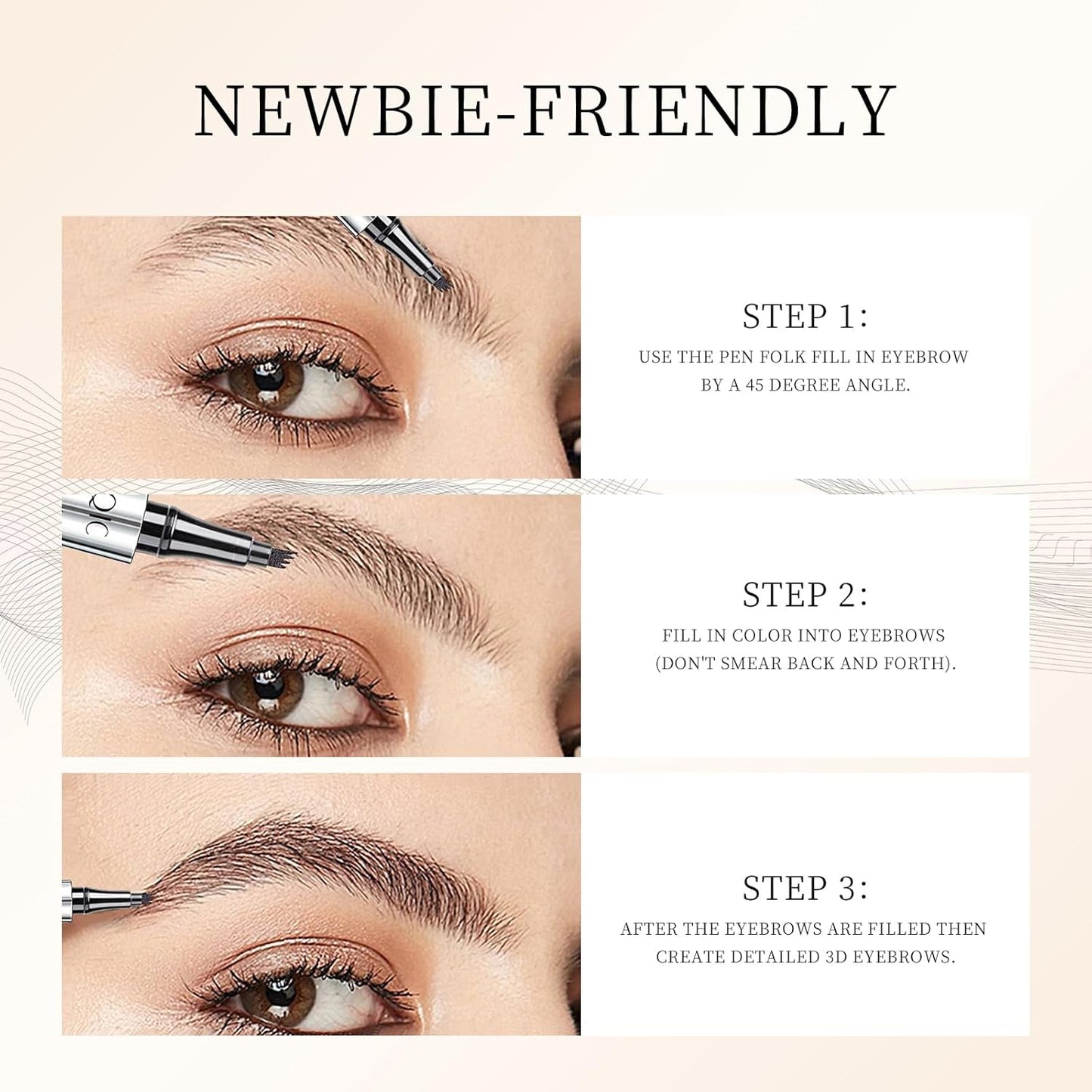 QIC Eyebrow 4 Tip Brow Pencil, Microblading Pen Waterproof Long-Lasting with Upgrade Micro-Fork Tip Applicator for Natural Brows (Gray-05)