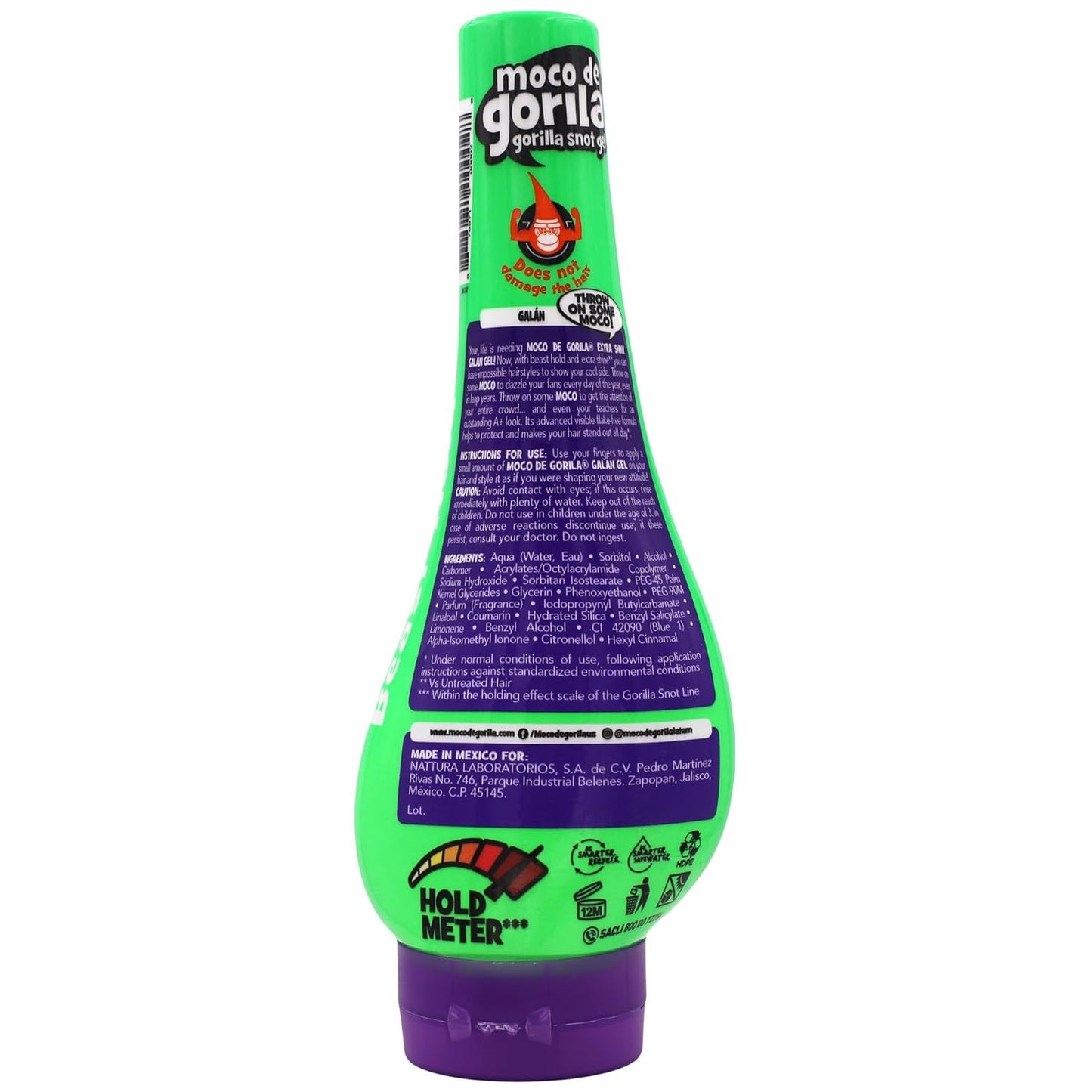 Moco de Gorila Galan Hair Styling Gel, Reactivatable with water, Long-lasting Hold, 3-Pack of 11.99 Oz Each, 3 Squeezable Bottles