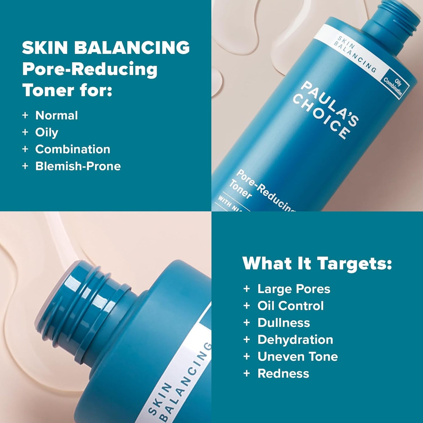 Paula's Choice SKIN BALANCING Pore-Reducing Face Toner for Combination and Oily Skin, Minimizes Large Pores, Controls Oil & Shine, Suitable for Acne-Prone Skin, Travel Size, 1 Fl Oz Bottle