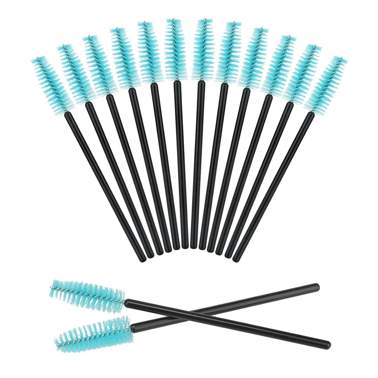 G2PLUS 100PCS Disposable Eyelash Brushes, Adjustable Mascara Wands Makeup Applicator, Lash Spoolies Brushes for Eyelash Extensions and Eyebrows (Blue)